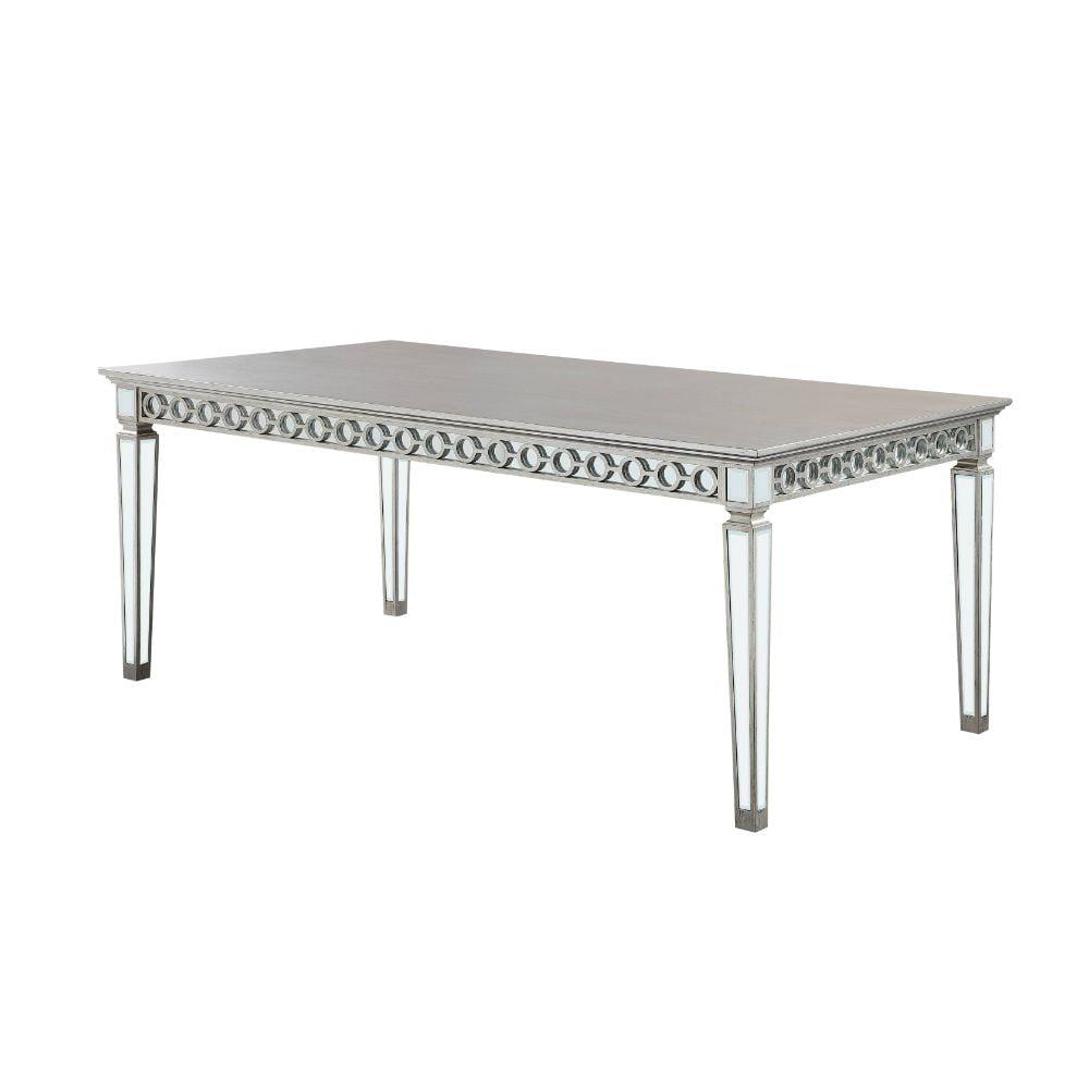 Silver Mirrored Extendable Rectangular Dining Table