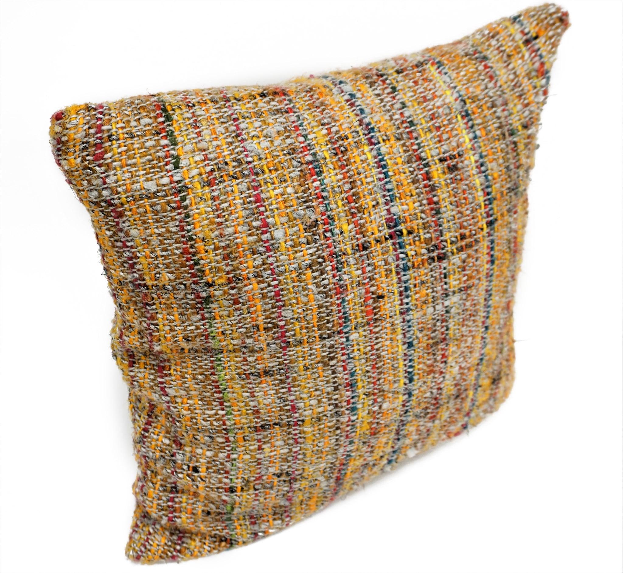 Hand Spun Multicolor Silk Square Throw Pillow Set