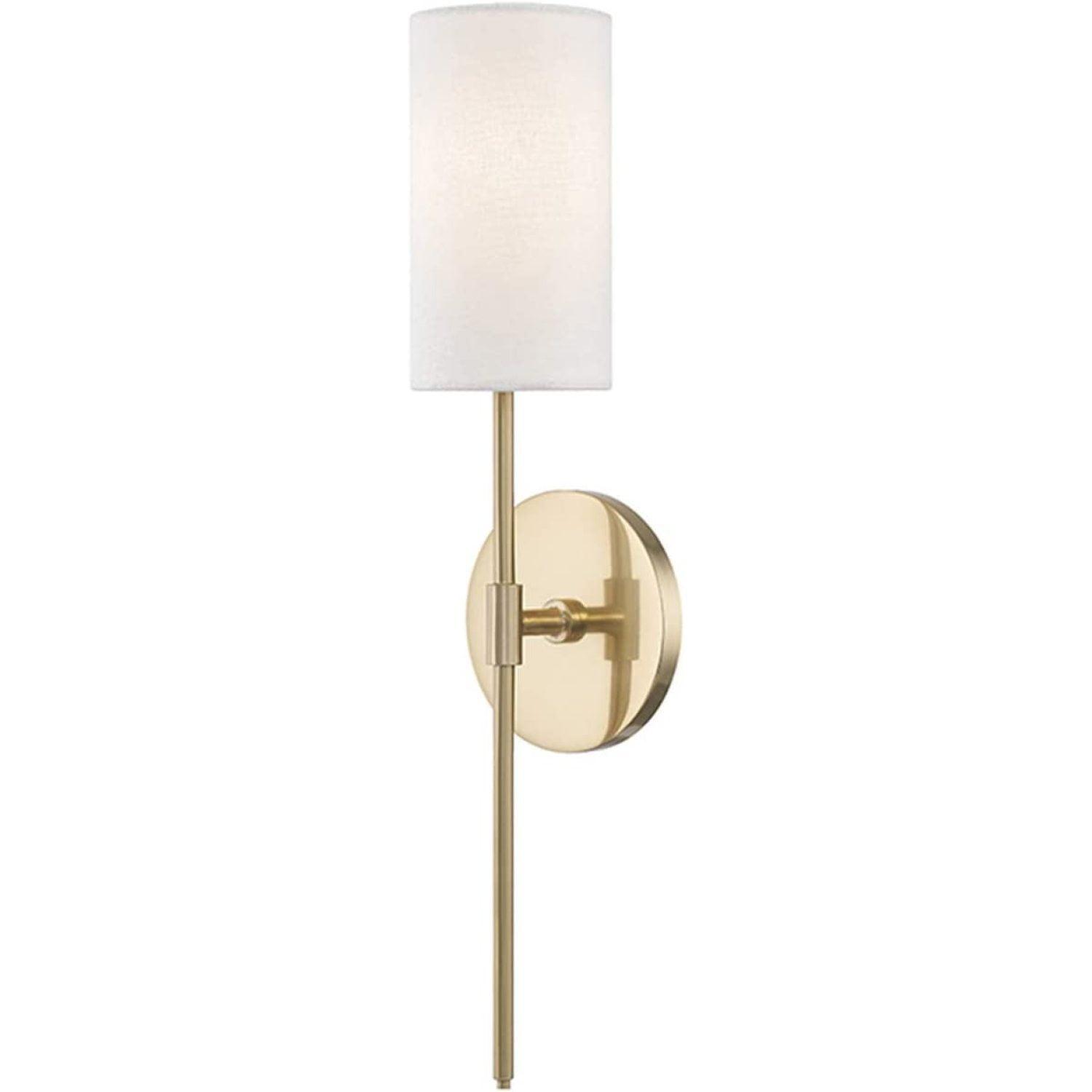 Elegant Aged Brass Outdoor Dimmable Wall Sconce with White Linen Shade