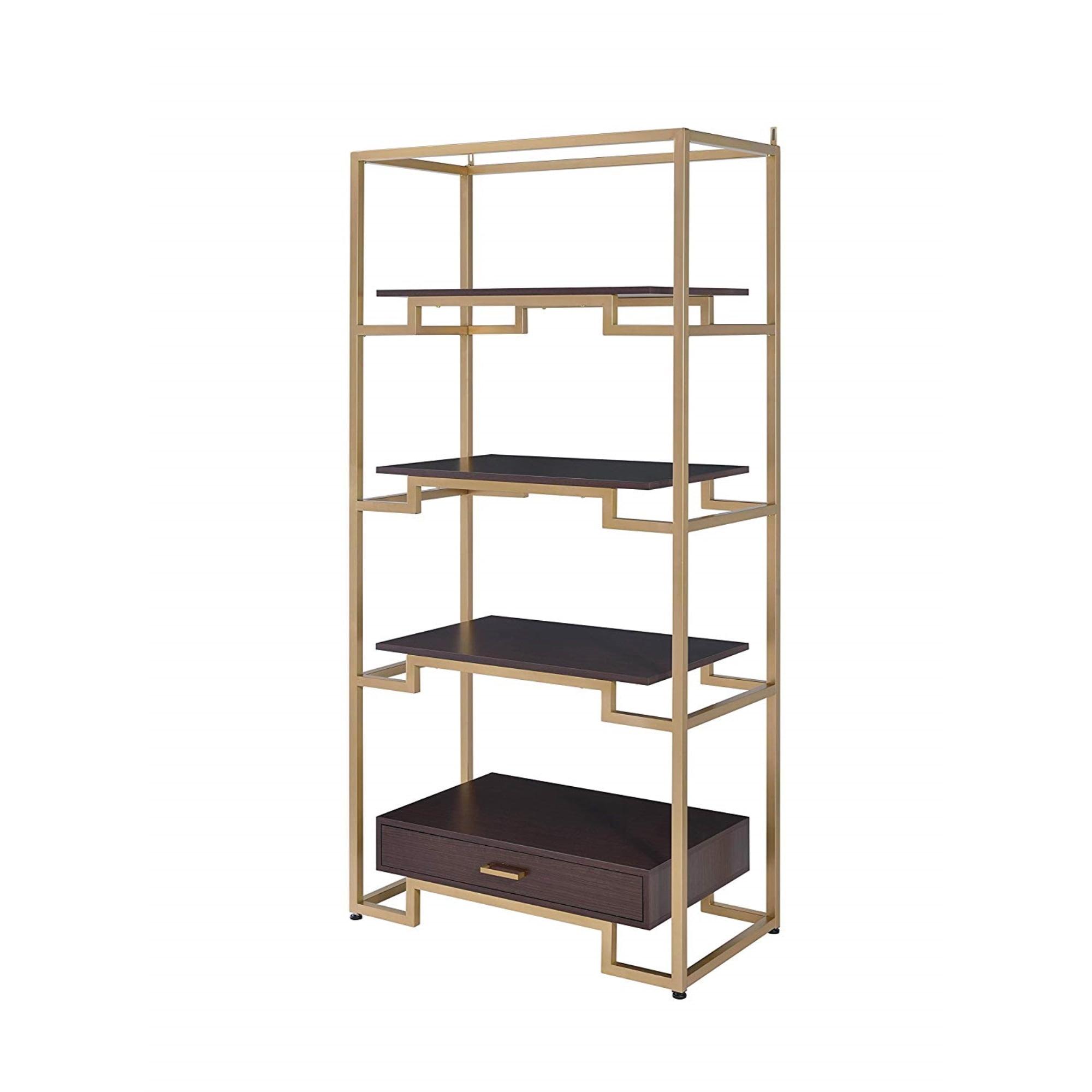 Espresso Wood Modern Elegance 81" Bookcase with Glass Accents