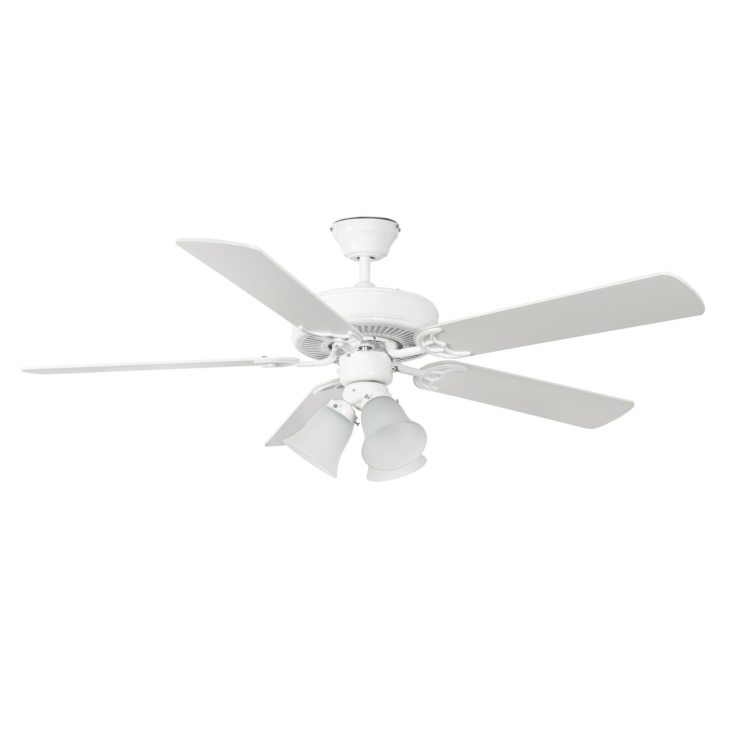 White 52'' Ceiling Fan with Lighting and Reversible Blades