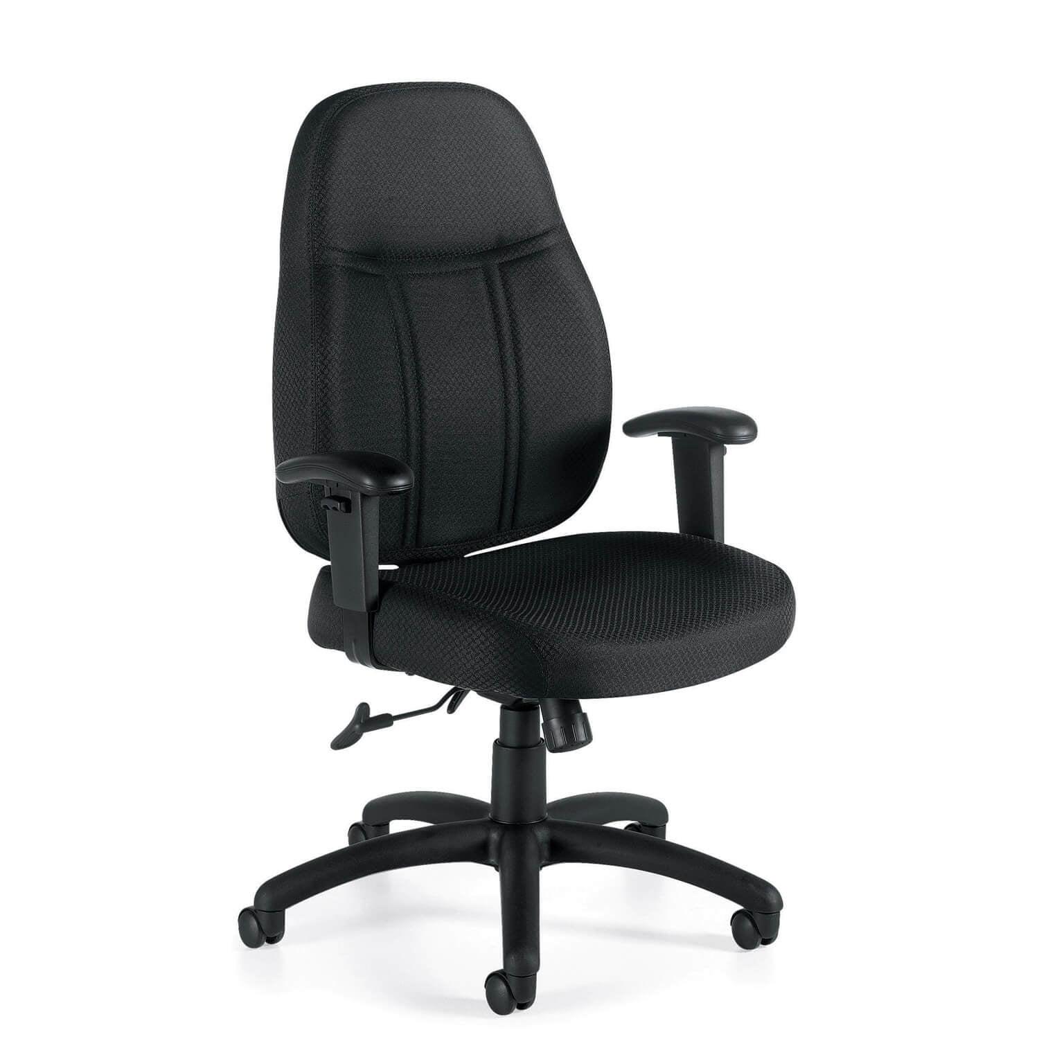 Black High Back Fabric Executive Swivel Chair with Adjustable Arms