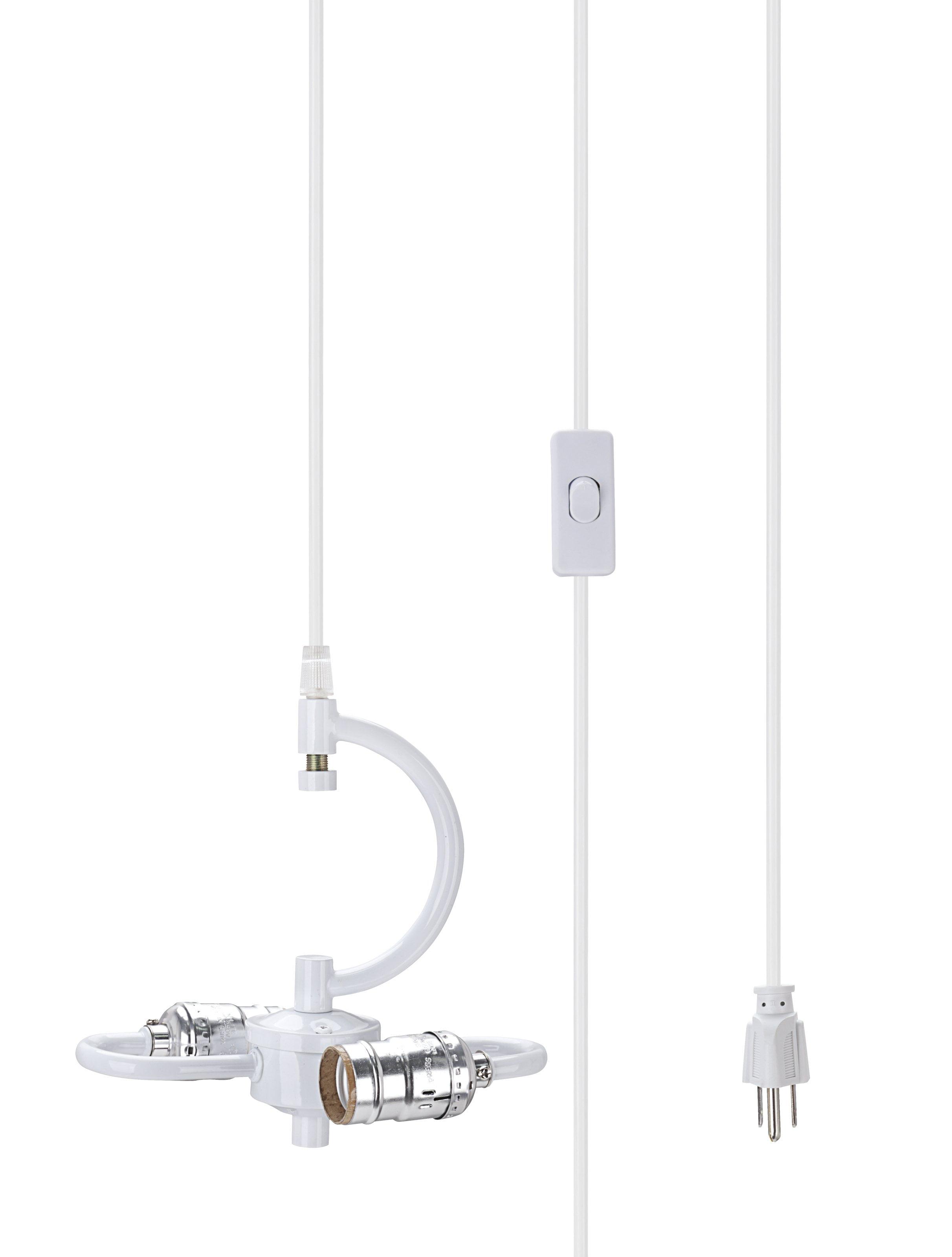 Aspen Creative 21044-1, One-Light Plug-In Swag Pendant Light Conversion Kit in Glossy White