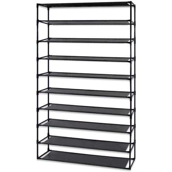 UBesGoo 10 Tiers Shoe Rack Shoe Shelf Free Standing 50 Pairs Shoe Tower Stand Space Saving Storage Organizer for Closet Entryway Bedroom Dorm Black
