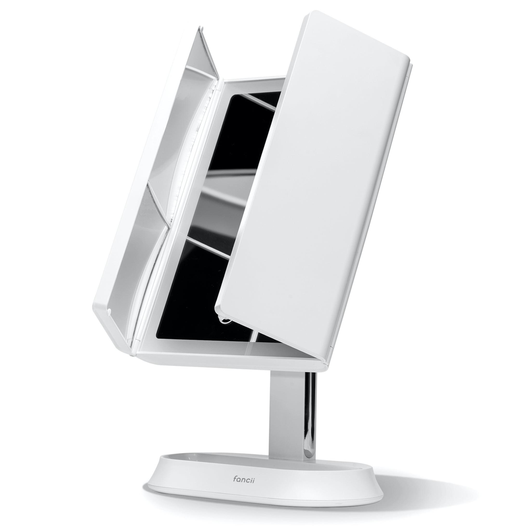 White LED Lighted Trifold Makeup Mirror with Magnification