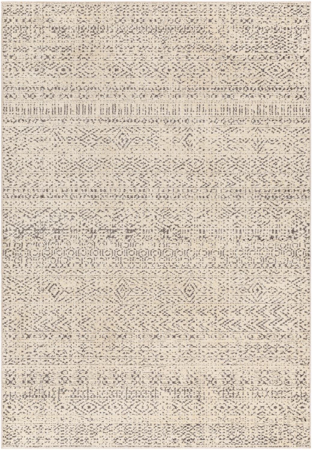 Ivory and Light Grey Rectangular Wool Blend Area Rug