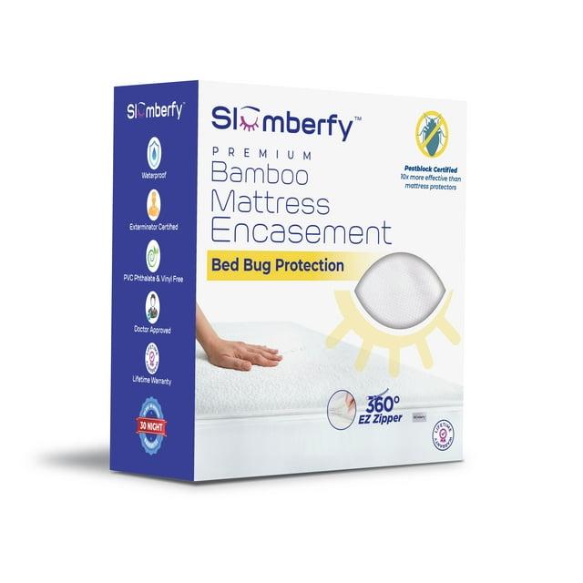 Twin XL Size Waterproof Bamboo Mattress Encasement by Slumberfy, Premium Skin-Safe Mattress Protector with 360° EZ Zipper, Lab-Tested Bed Bug Mattress Cover, Zippered Mattress Encasement – 39x80 in.