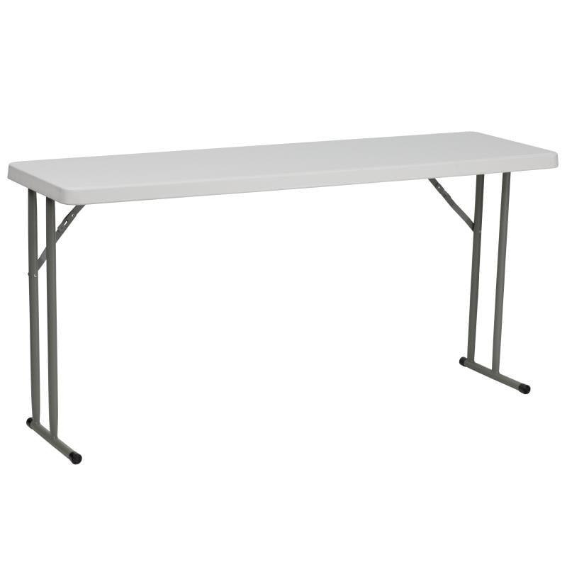 Parker 18"W x 60"L Rectangular Granite White Plastic Folding Training Table