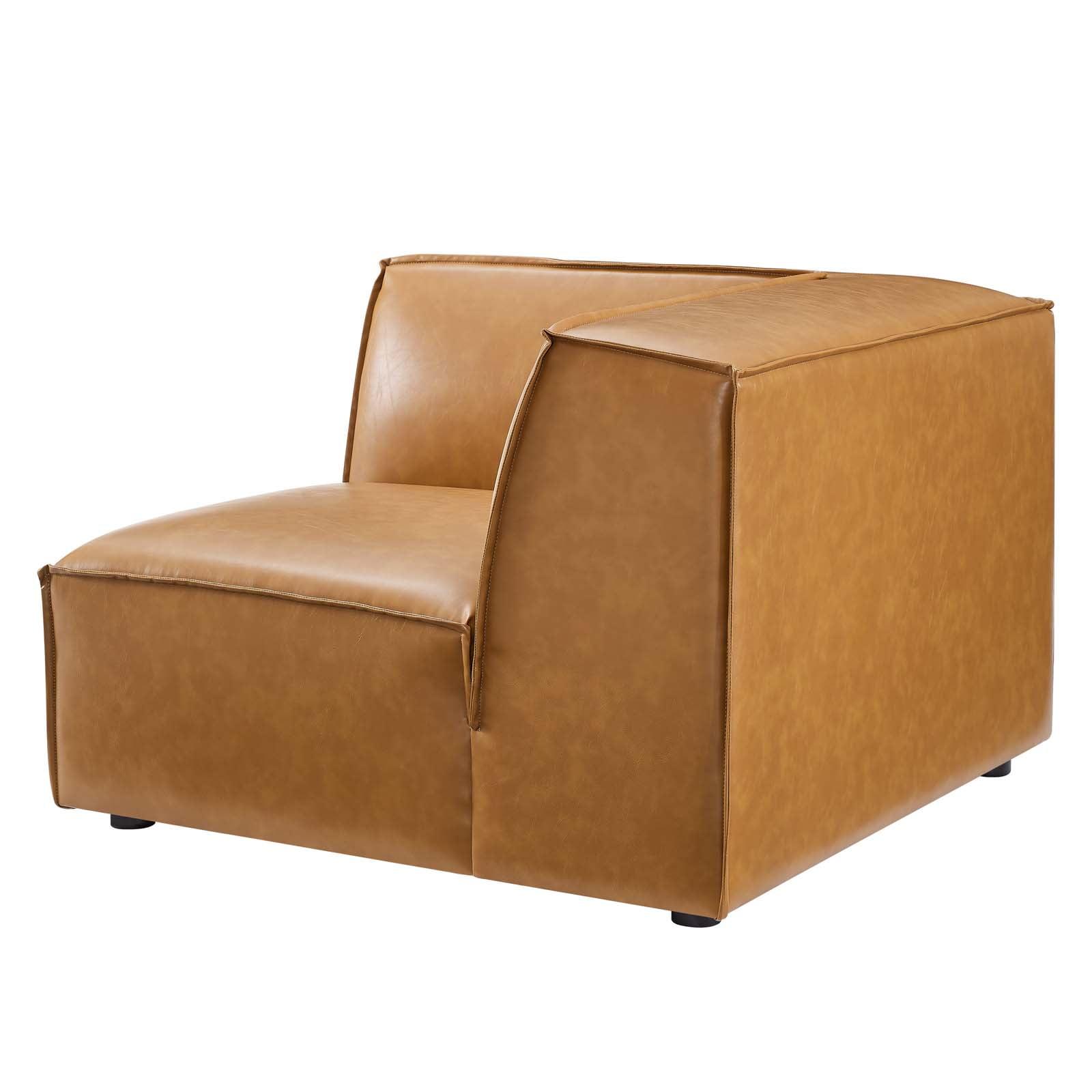 Modway Restore 40.5" Faux Leather Sectional Sofa Corner Chair in Tan