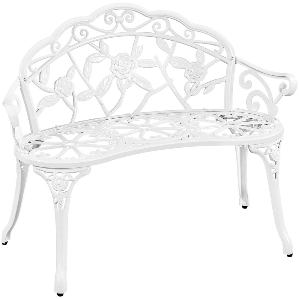 Elegant White Aluminium Rose Garden Bench, 39.3"