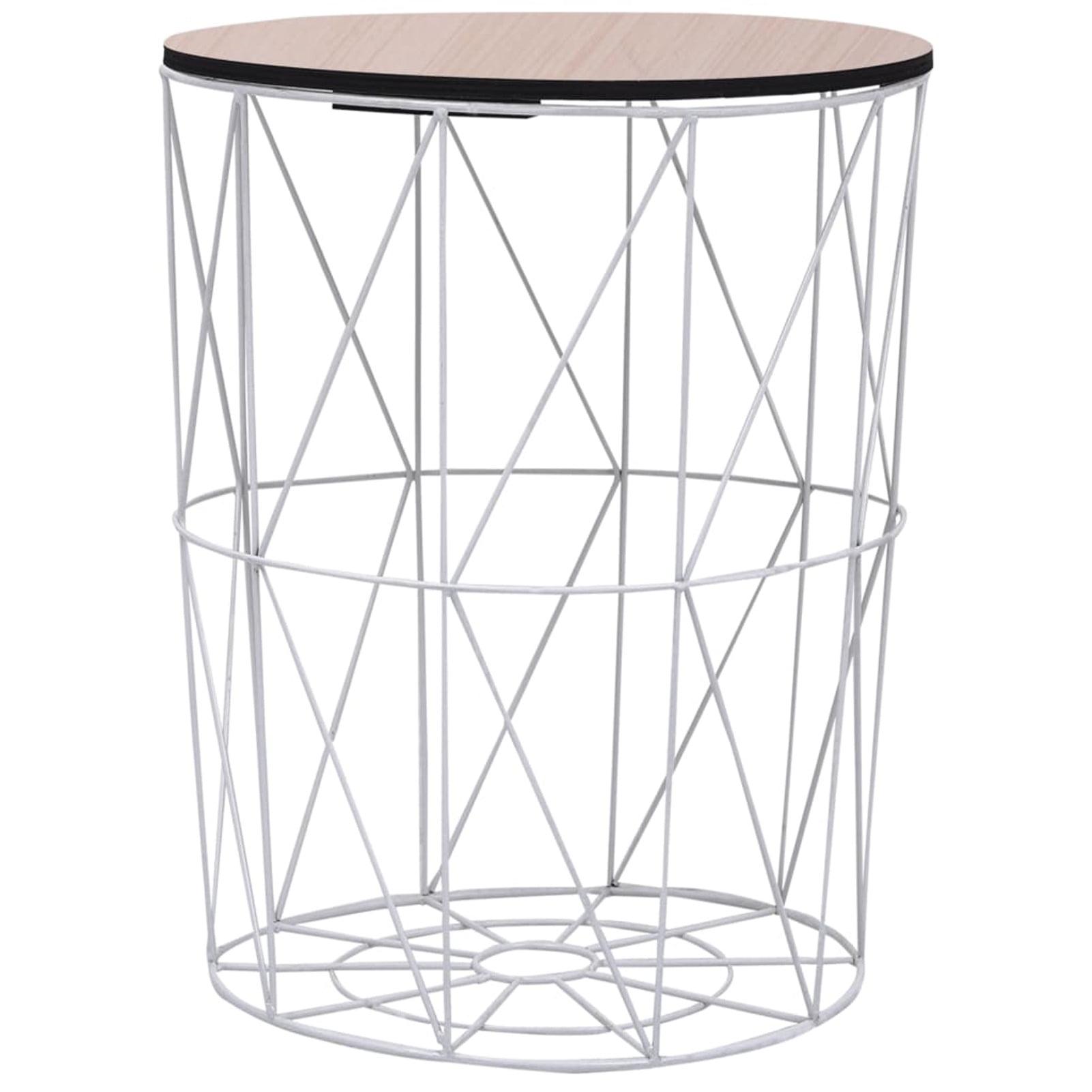 Sleek White MDF and Metal Basket-Inspired Coffee Table