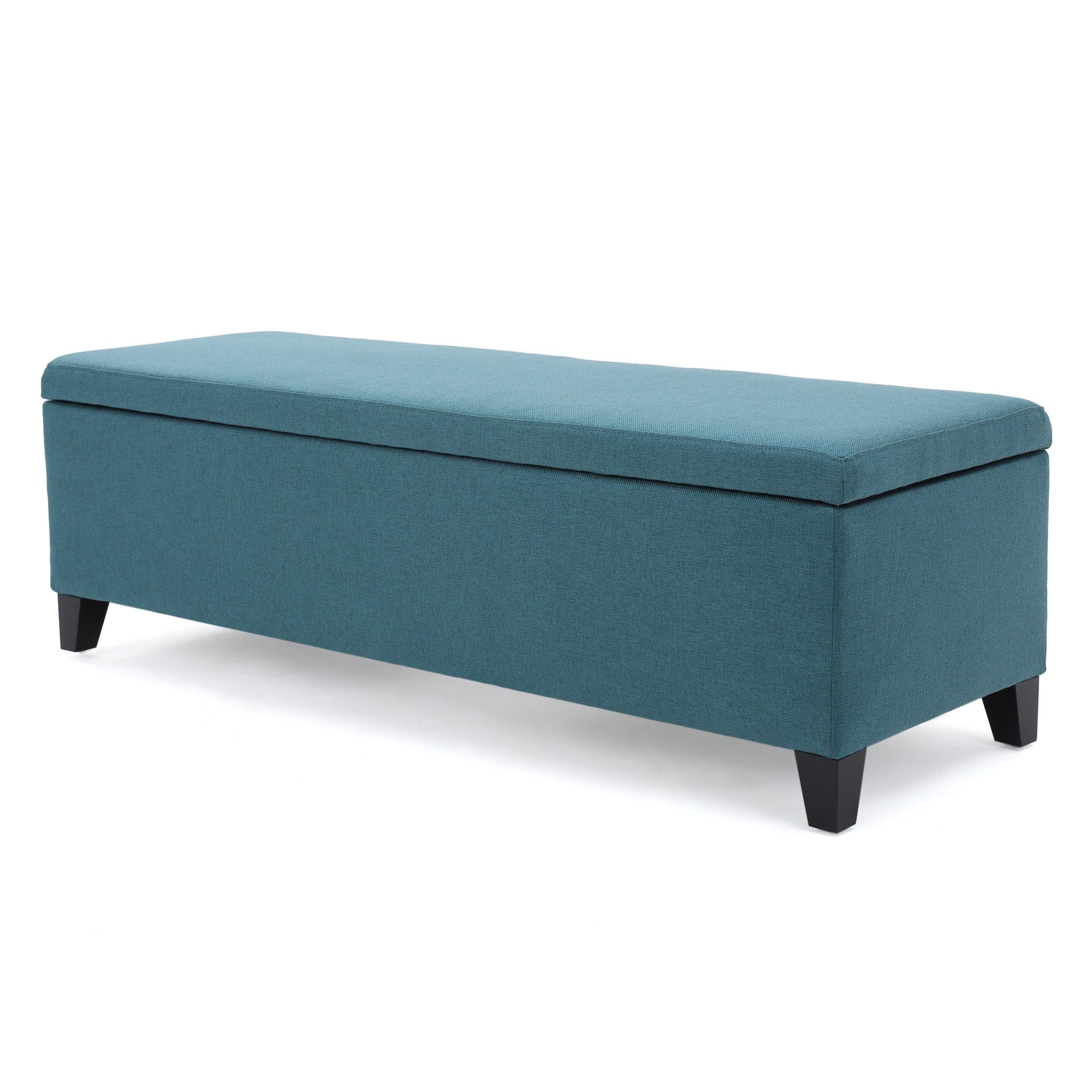 Teal Fabric Storage Ottoman with Easy Access Lid