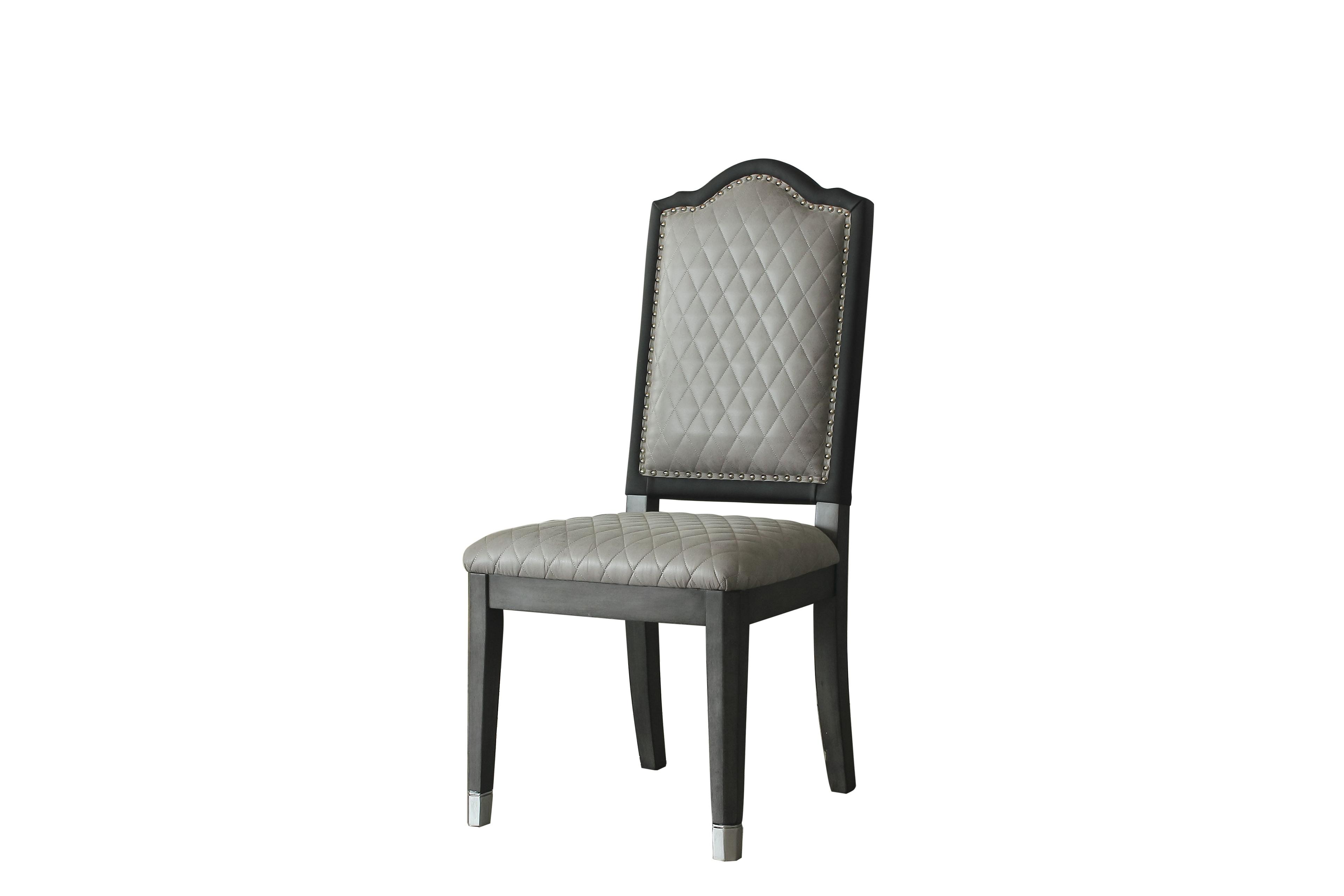 Beatrice 41'' High Two-Tone Gray and Charcoal Leather Side Chair