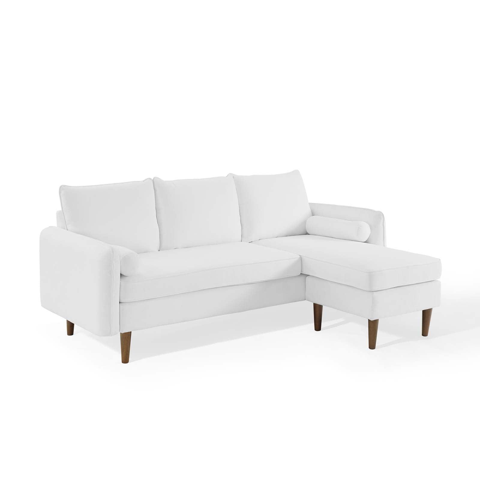 Revive 55'' White Polyester Sectional Sofa with Removable Cushions