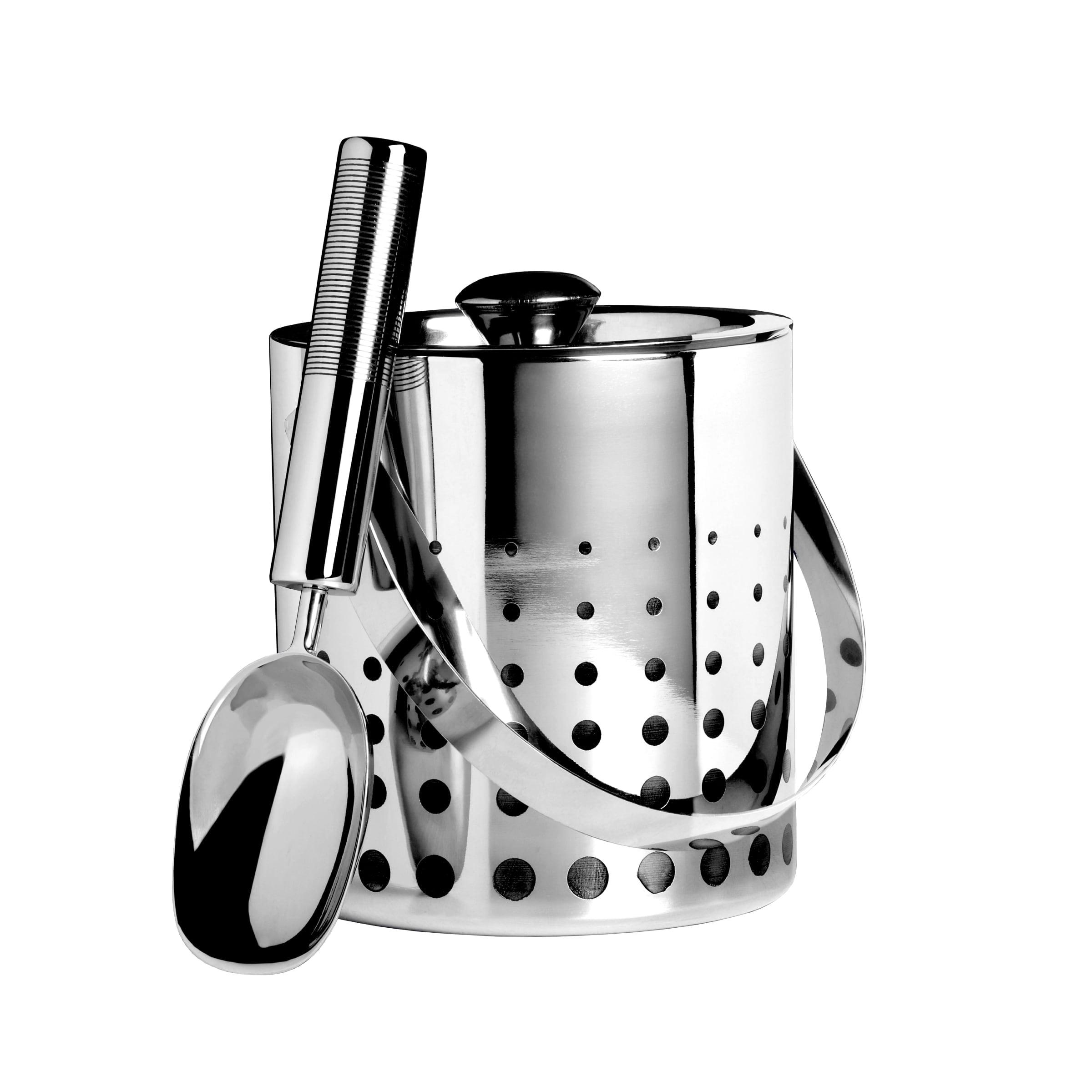 Cheers Silver Stainless Steel Insulated Ice Bucket with Scoop