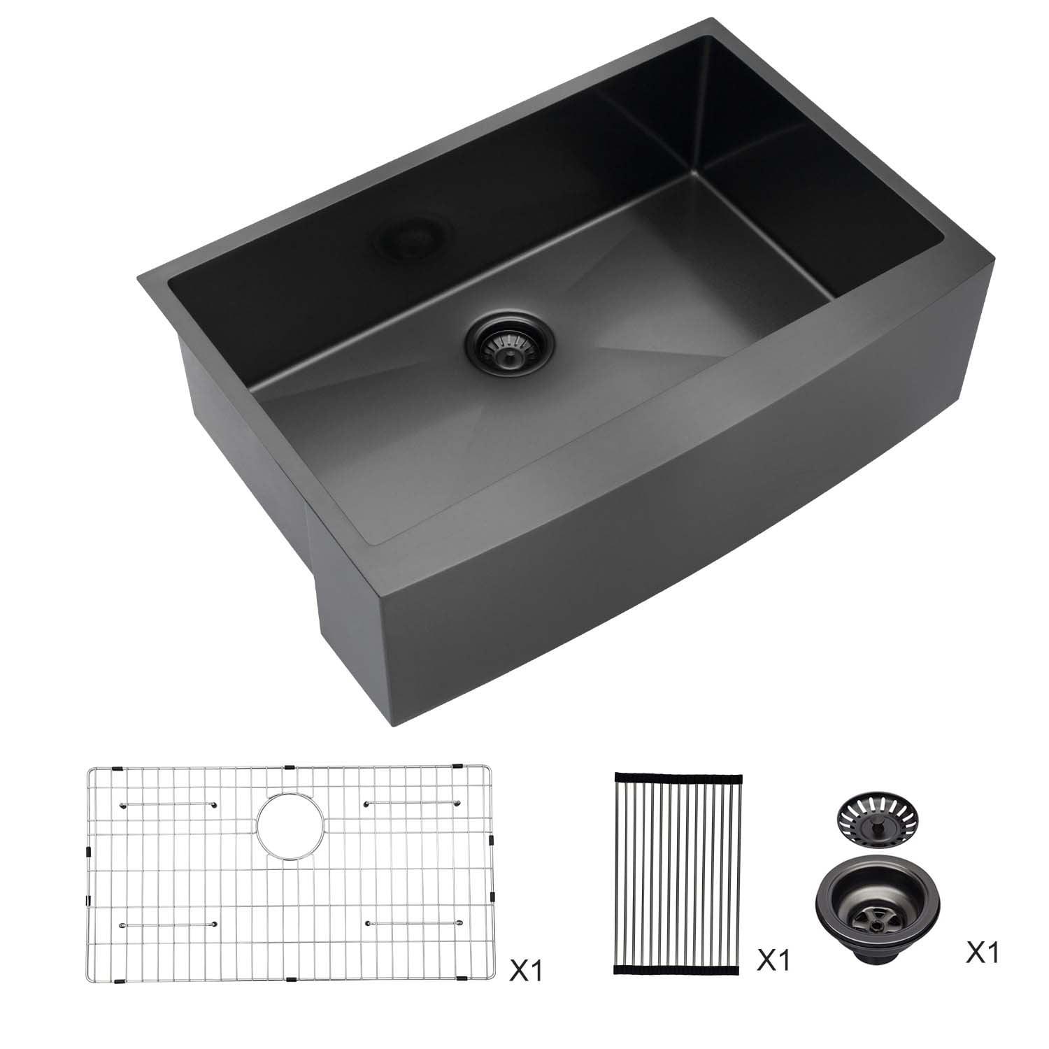 30" Matte Black Stainless Steel Farmhouse Apron Sink