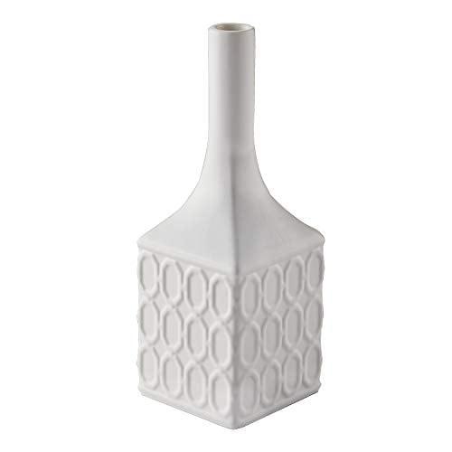 White Ceramic Fluted Square Bud Vase