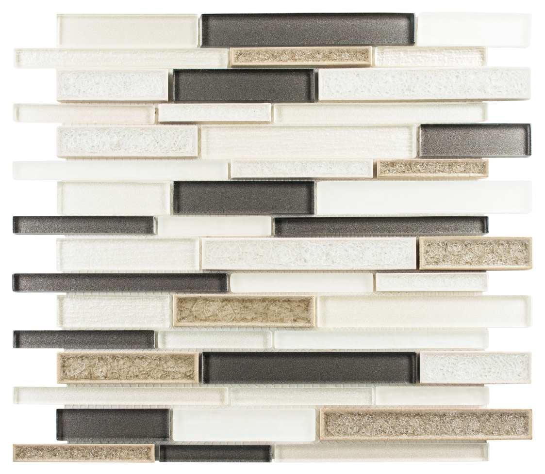 Reign Black and White Glass Mosaic Tile Sheet