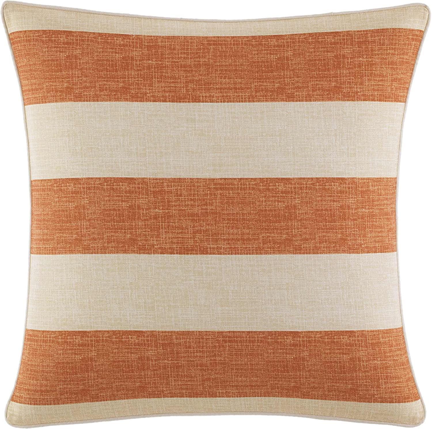 Island Elegance Embroidered Orange Stripe 18" Square Throw Pillow