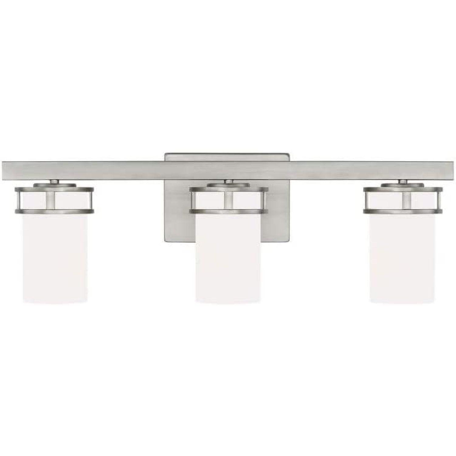 Robie Brushed Nickel 3-Light Vanity Fixture with Etched Glass