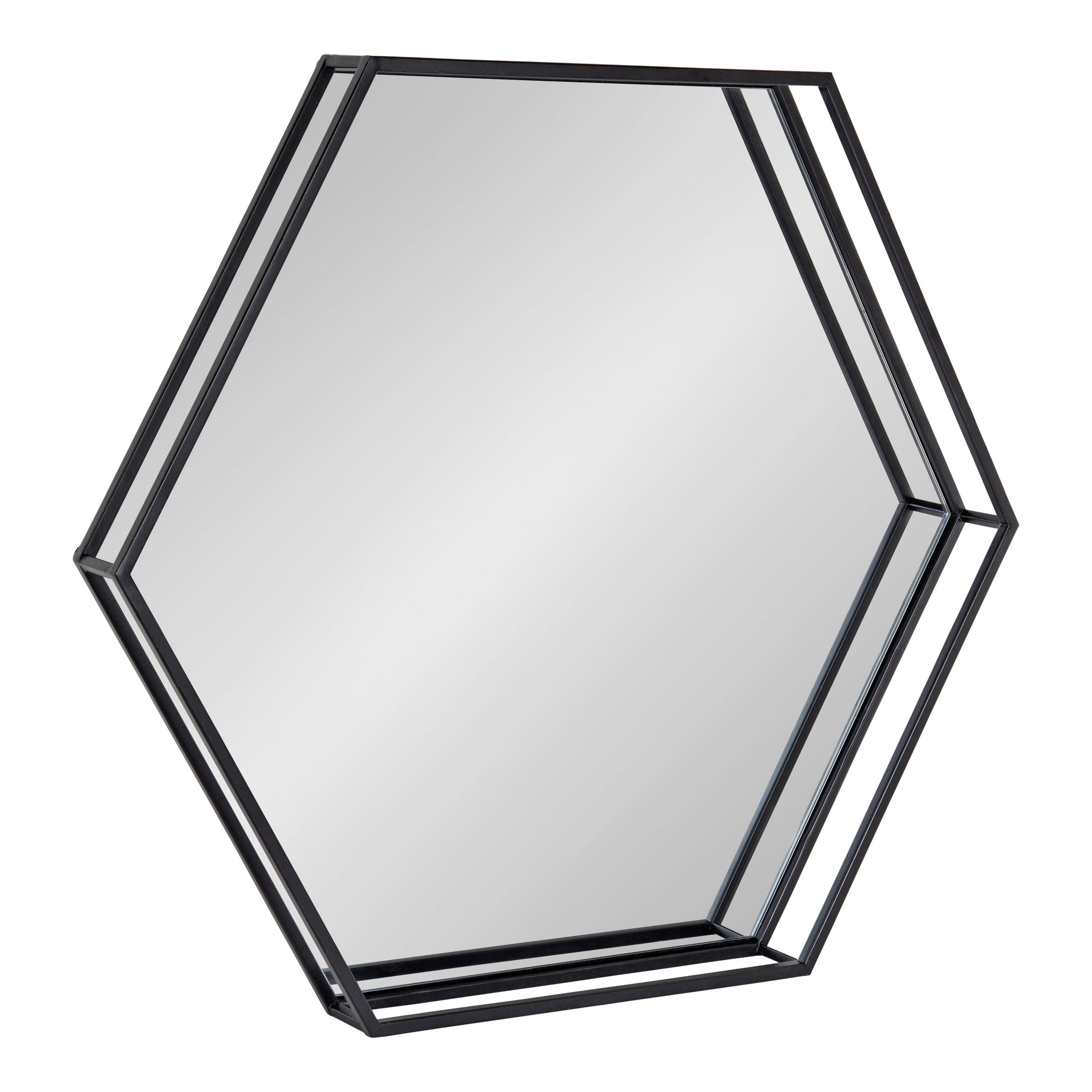 Elegant Hexagon Gold Metal Full-Length Mirror 30"x33"