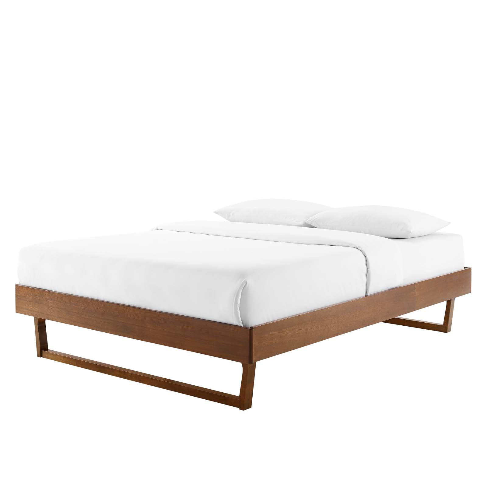 Billie Mid-Century Walnut Wood Full Platform Bed with Headboard