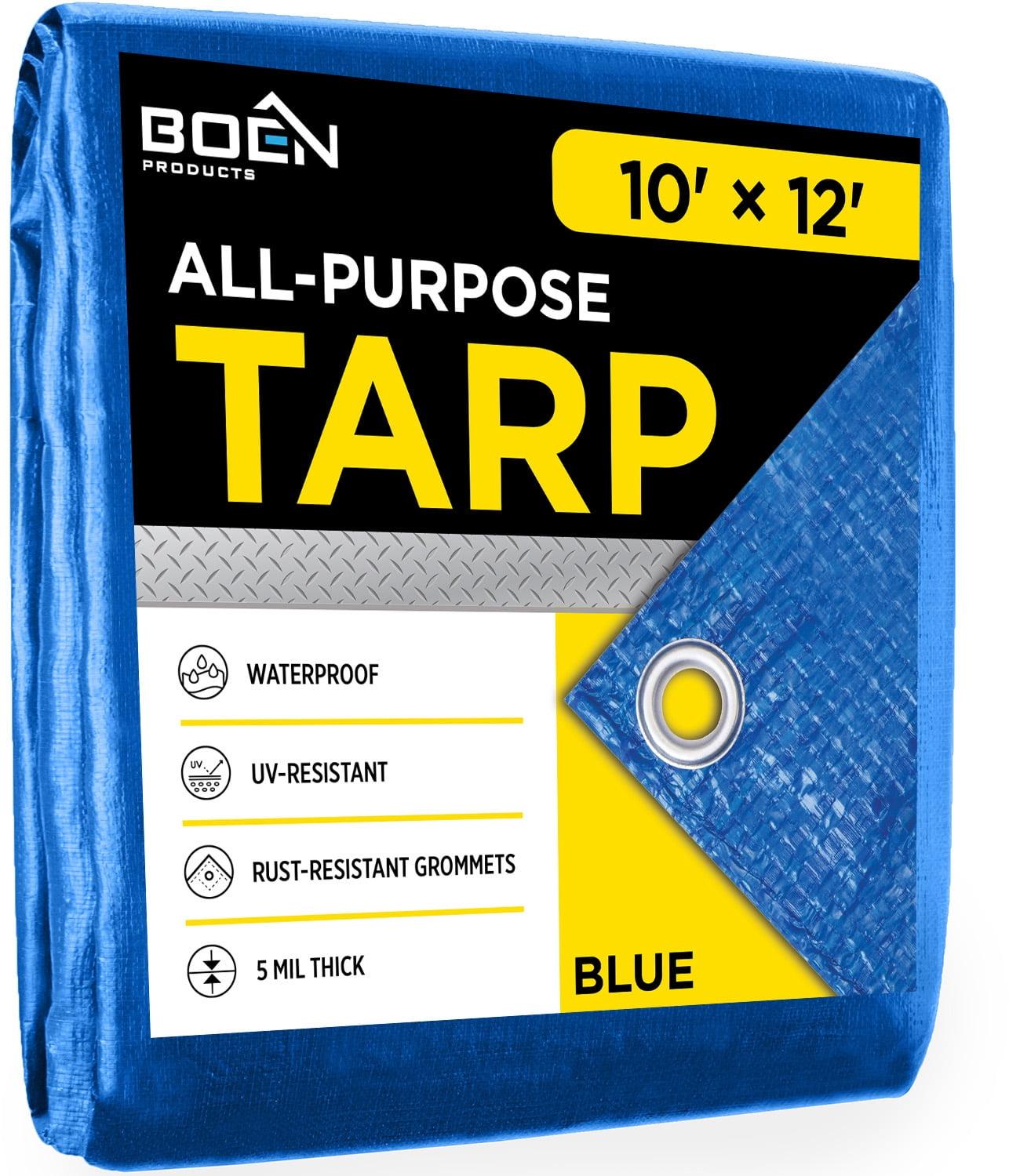 Blue 10' x 12' Waterproof Poly Tarp with Aluminum Grommets