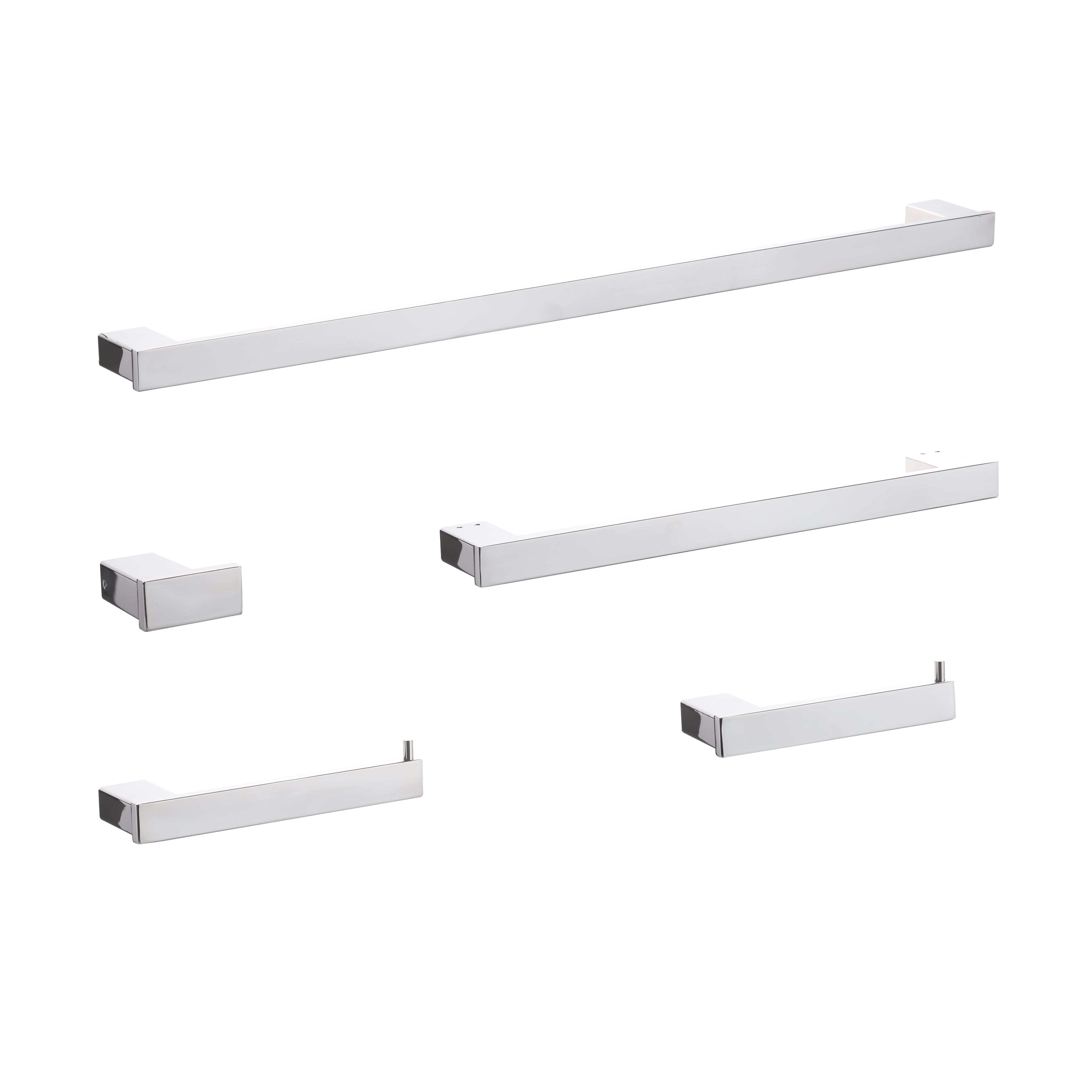 Chrome 5-Piece Modern Bathroom Hardware Set