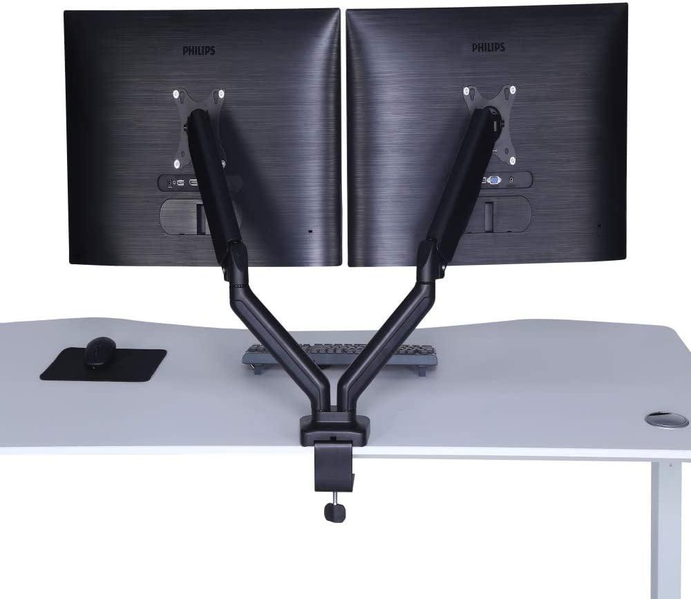 Dual Arm Black Adjustable Desktop Monitor Mount