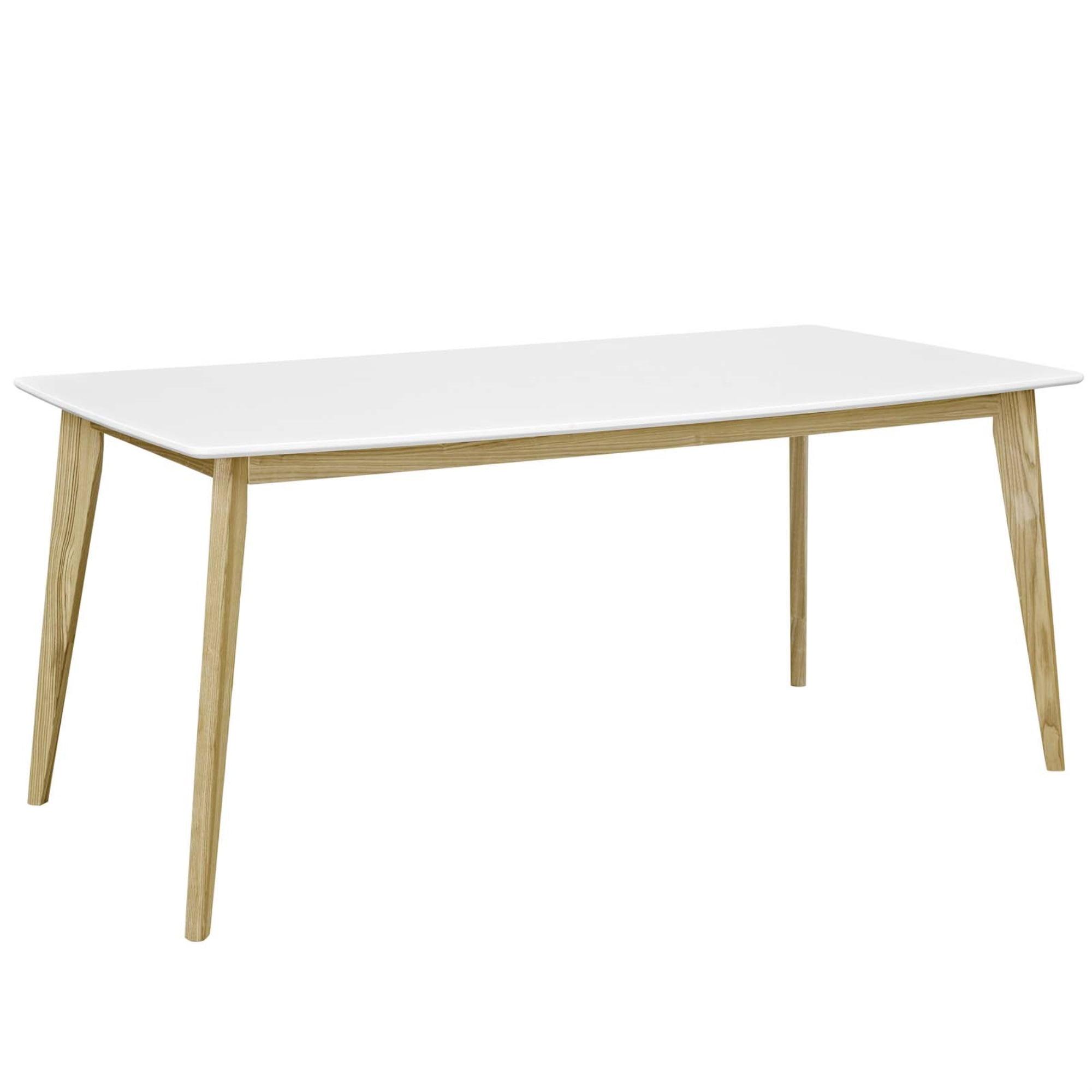 Stratum Mid-Century White Lacquer Dining Table with Ashwood Legs