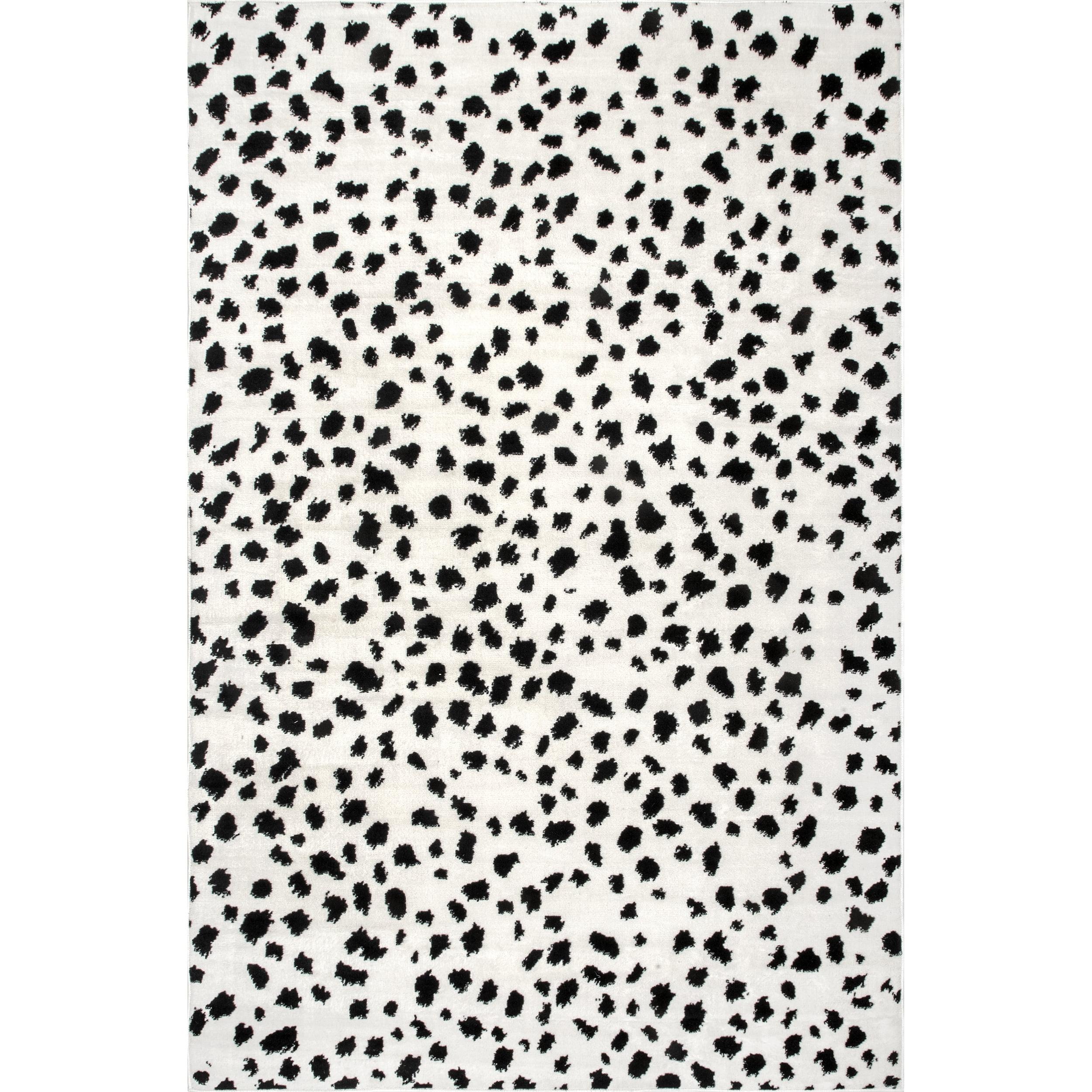 Easy-Care Beige Synthetic 5'x8' Leopard Print Area Rug