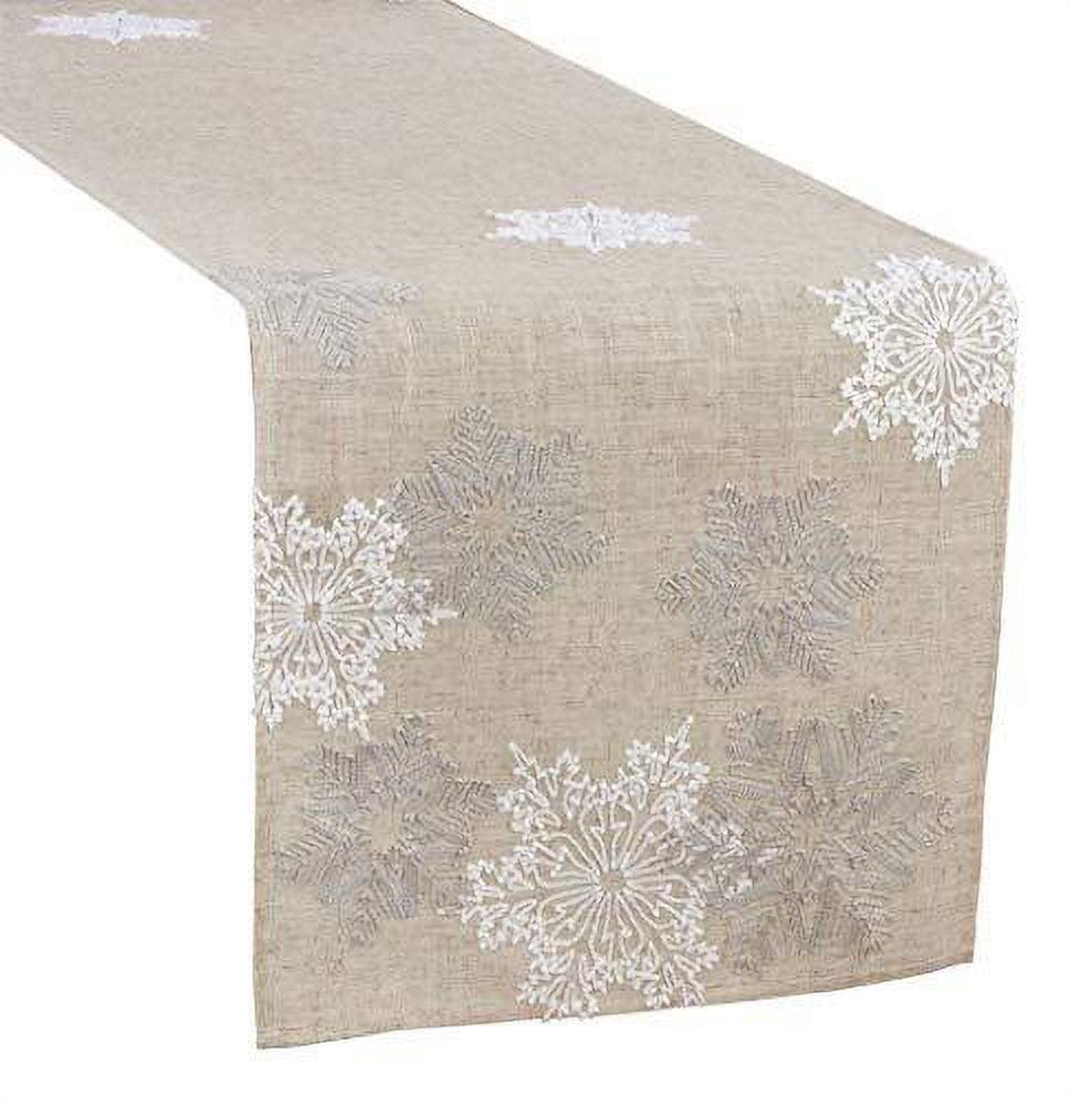 Saro Lifestyle Embroidered Snowflake Design Table Runner