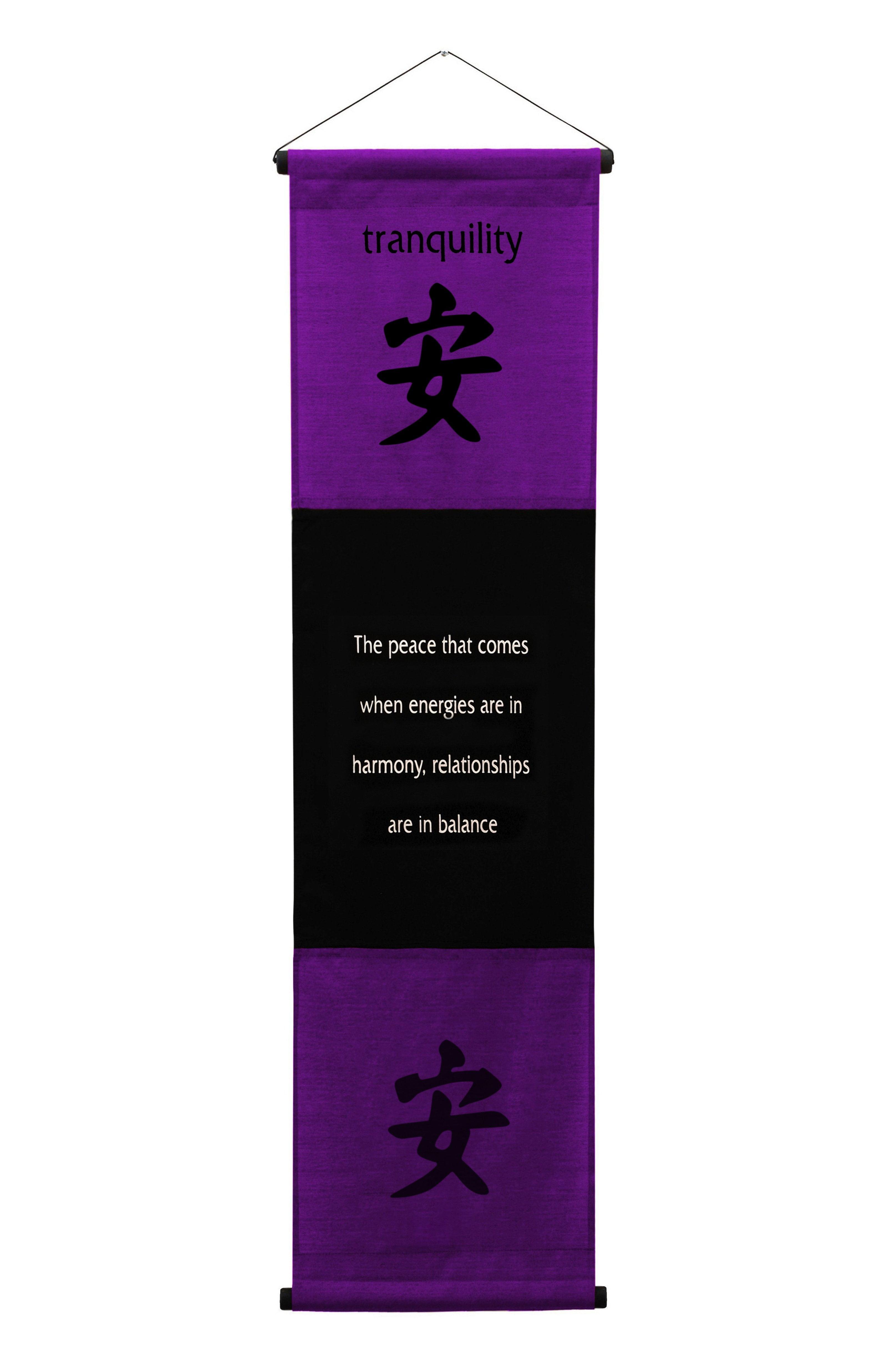 Purple Cotton Tranquility Inspirational Wall Hanging Scroll