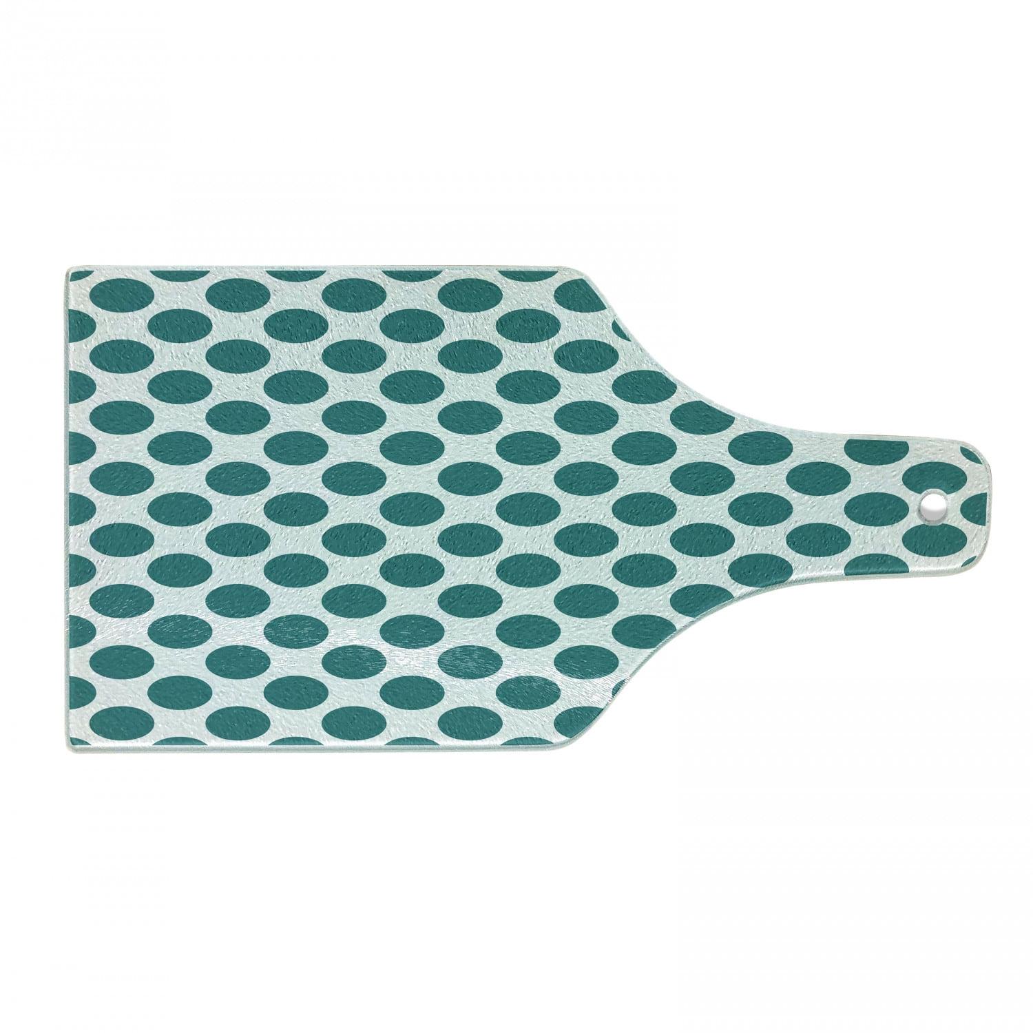 Ambesonne Teal Tempered Glass Cutting Board Design Vibrant Teal White