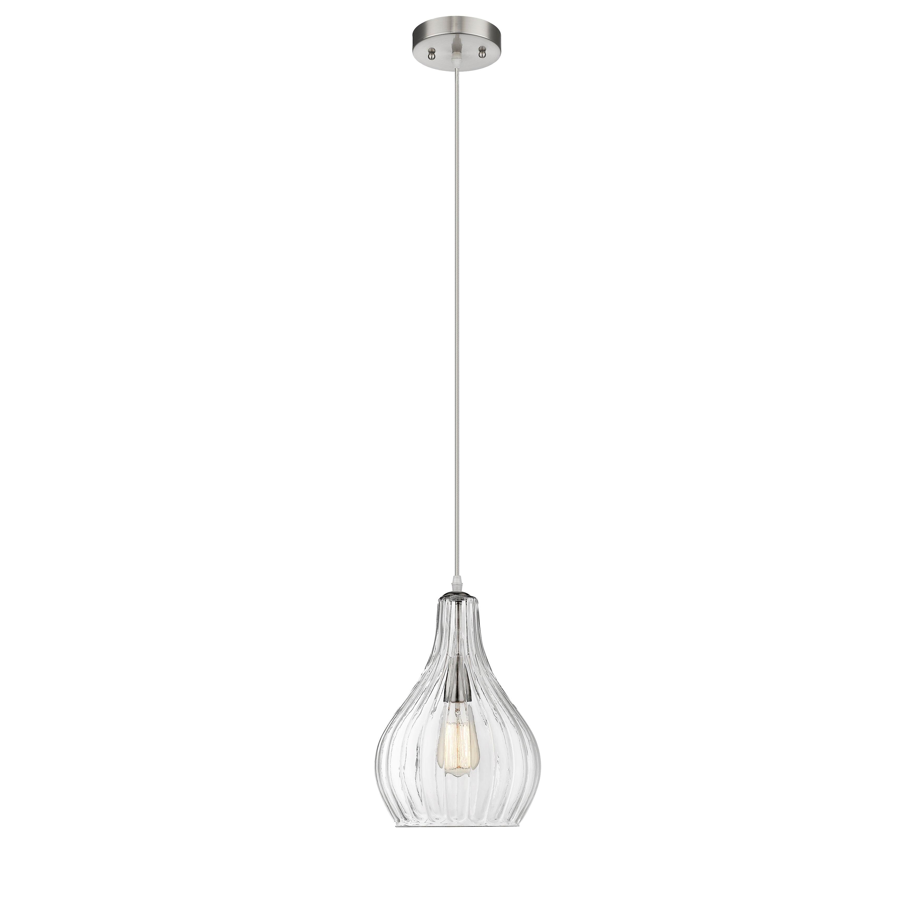 RADIANCE Goods Transitional 1 Light Brushed Nickel Mini Ceiling Pendant 9" Wide