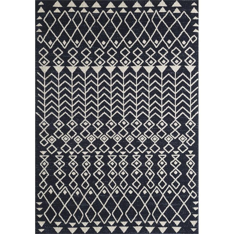 Arrow Navy and Cream 3' x 5' Rectangular Polypropylene Rug