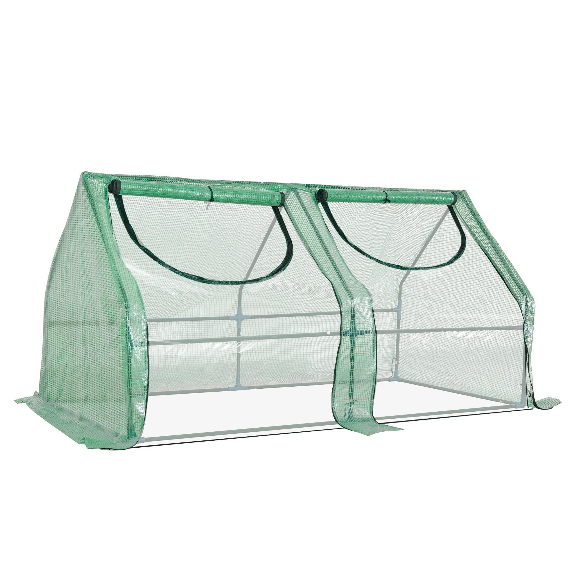 Outsunny 6'x3' Double-Cover Portable Greenhouse with Steel Frame