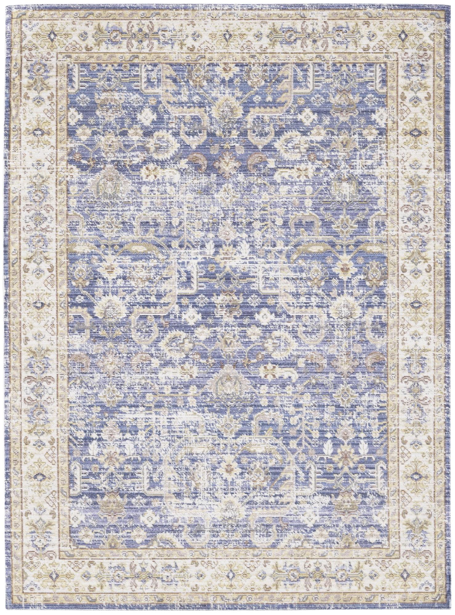 Century Transitional Blue Polyester Runner Rug 2'6"x8'