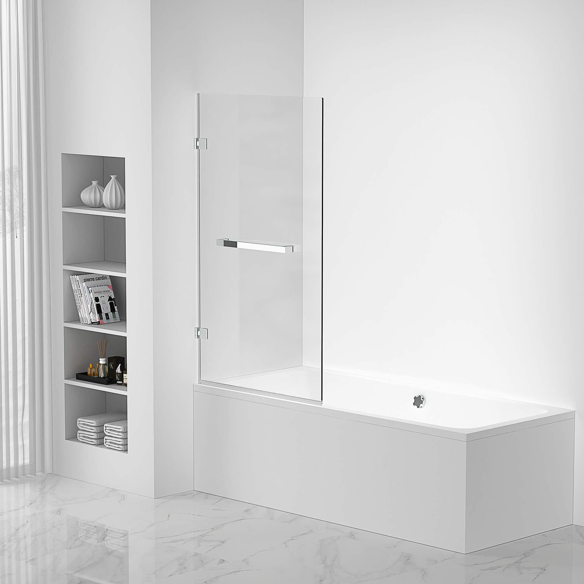 34'' W x 58'' H Frameless Glass Tub Door with Chrome Finish