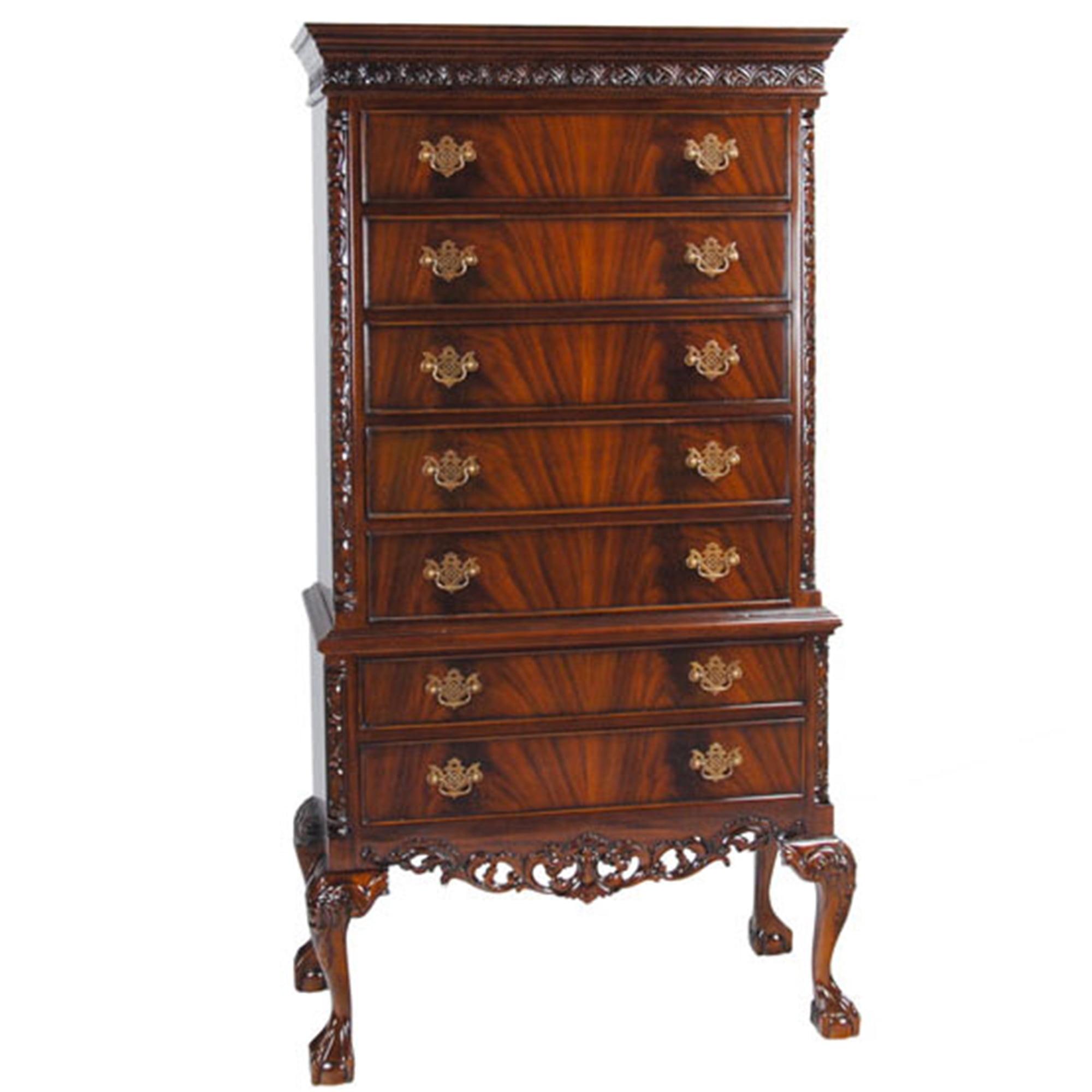 Victorian Mahogany Ball and Claw High Chest with Carved Legs