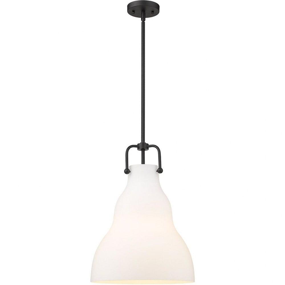 Haverhill Matte Black and White Glass Pendant Light