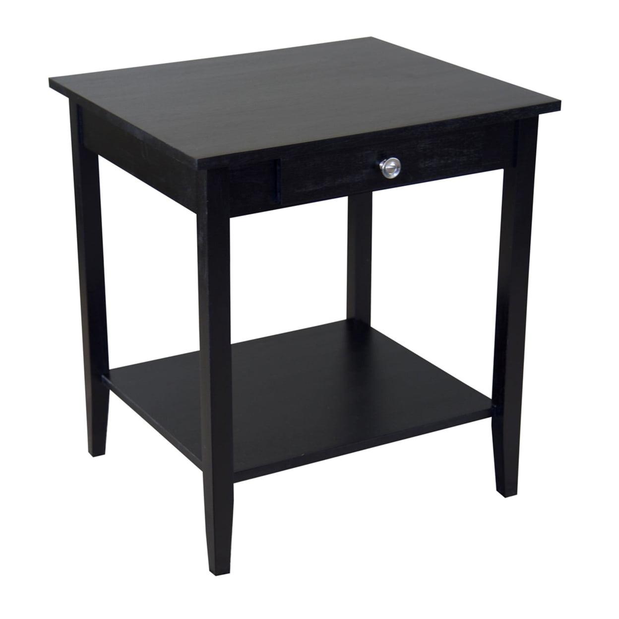 Casual Contemporary Living 2-Tier Solid Acacia End Table with Drawer - Black