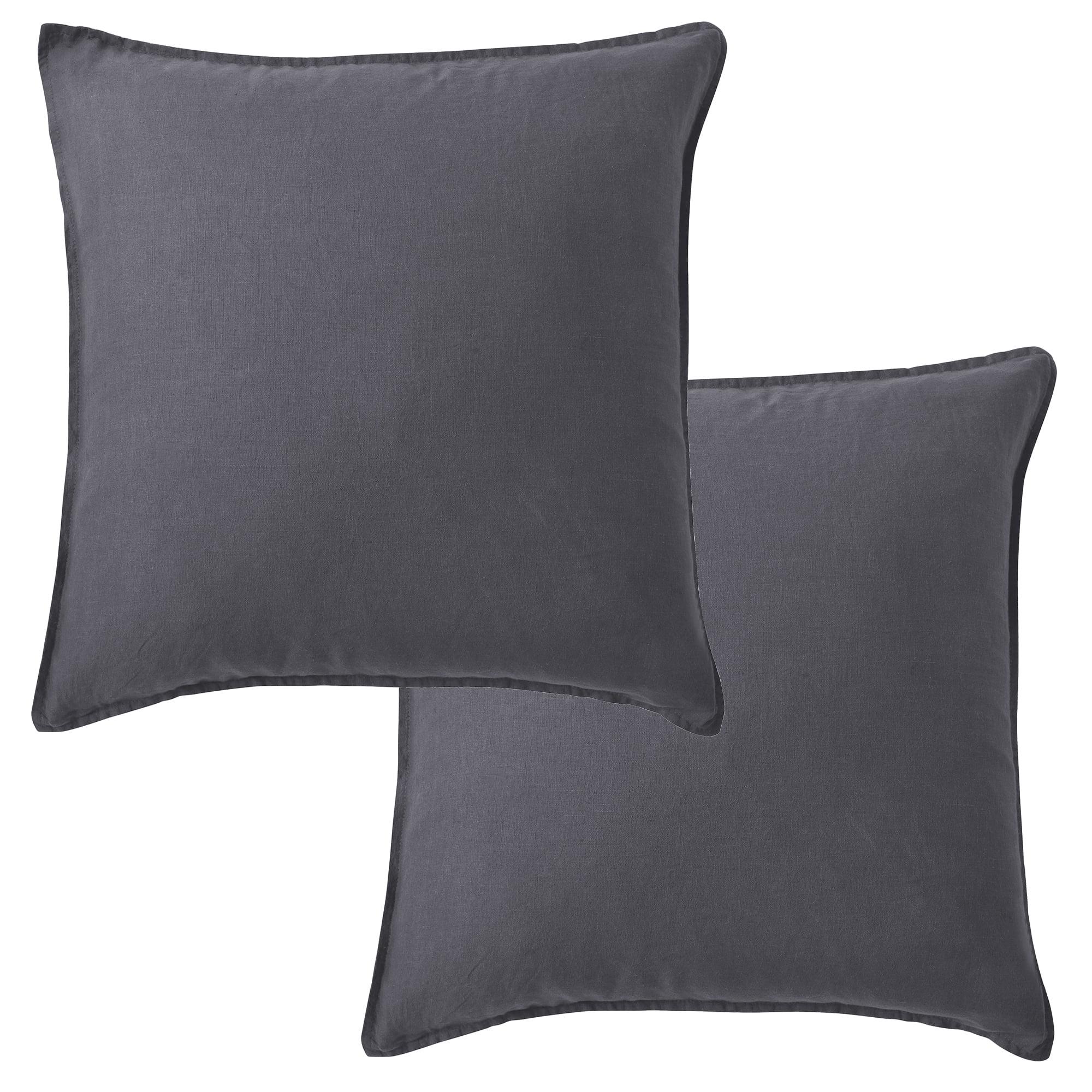 Charcoal Washed Linen Square Decorative Pillow Cover Set, 20 x 20in