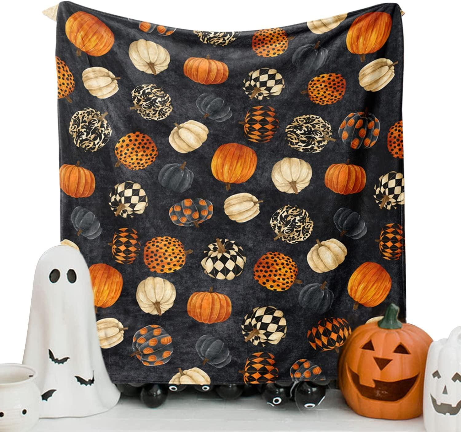 Halloween Black and Orange Fleece Throw Blanket