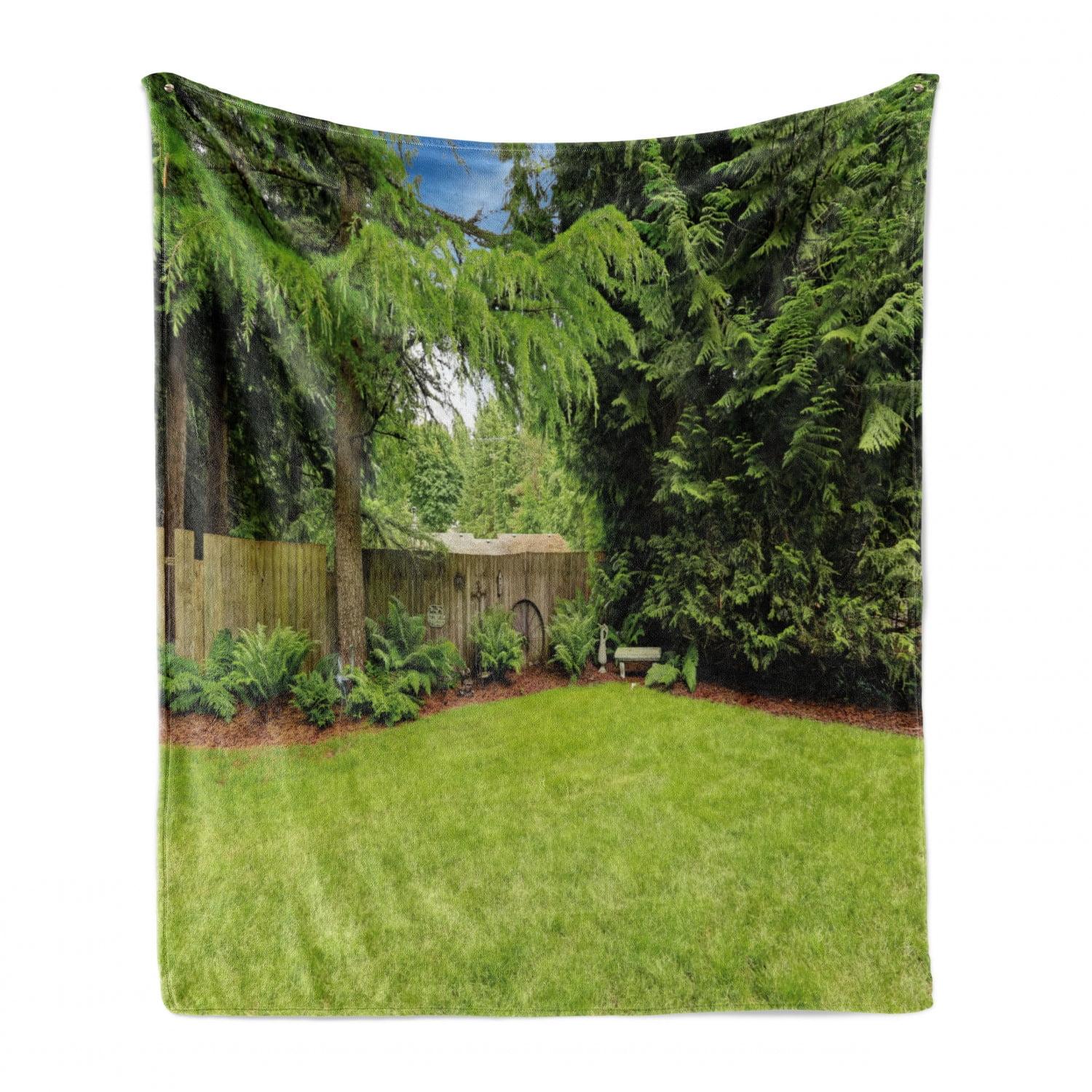 Green Pine Trees Rustic Fleece Throw Blanket