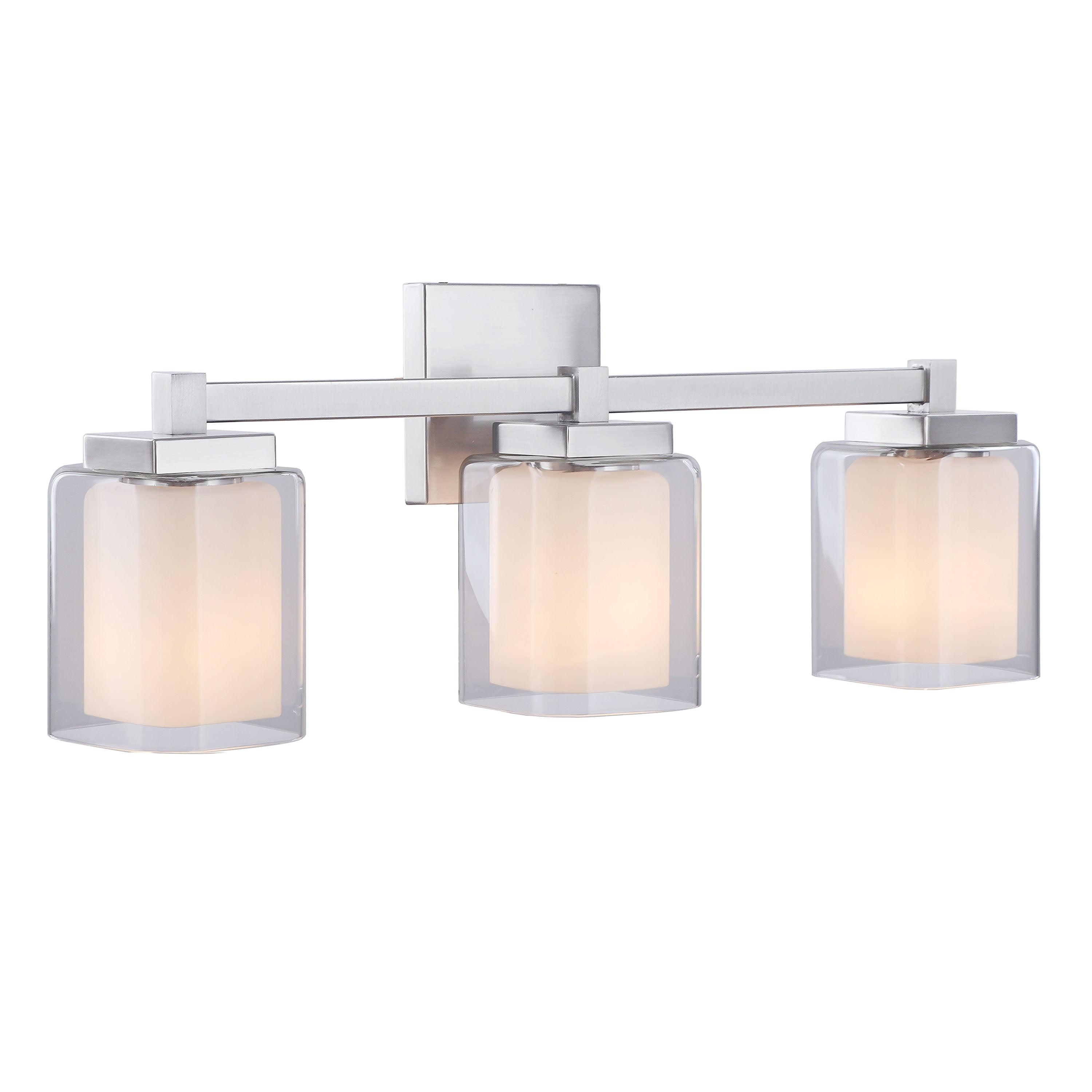 Aspen Creative 62327, Bathroom Vanity 3 Lights Fixture 24"W x 9"H x 5-3/4"E. Satin Nickel Finish, Bulb Not Included