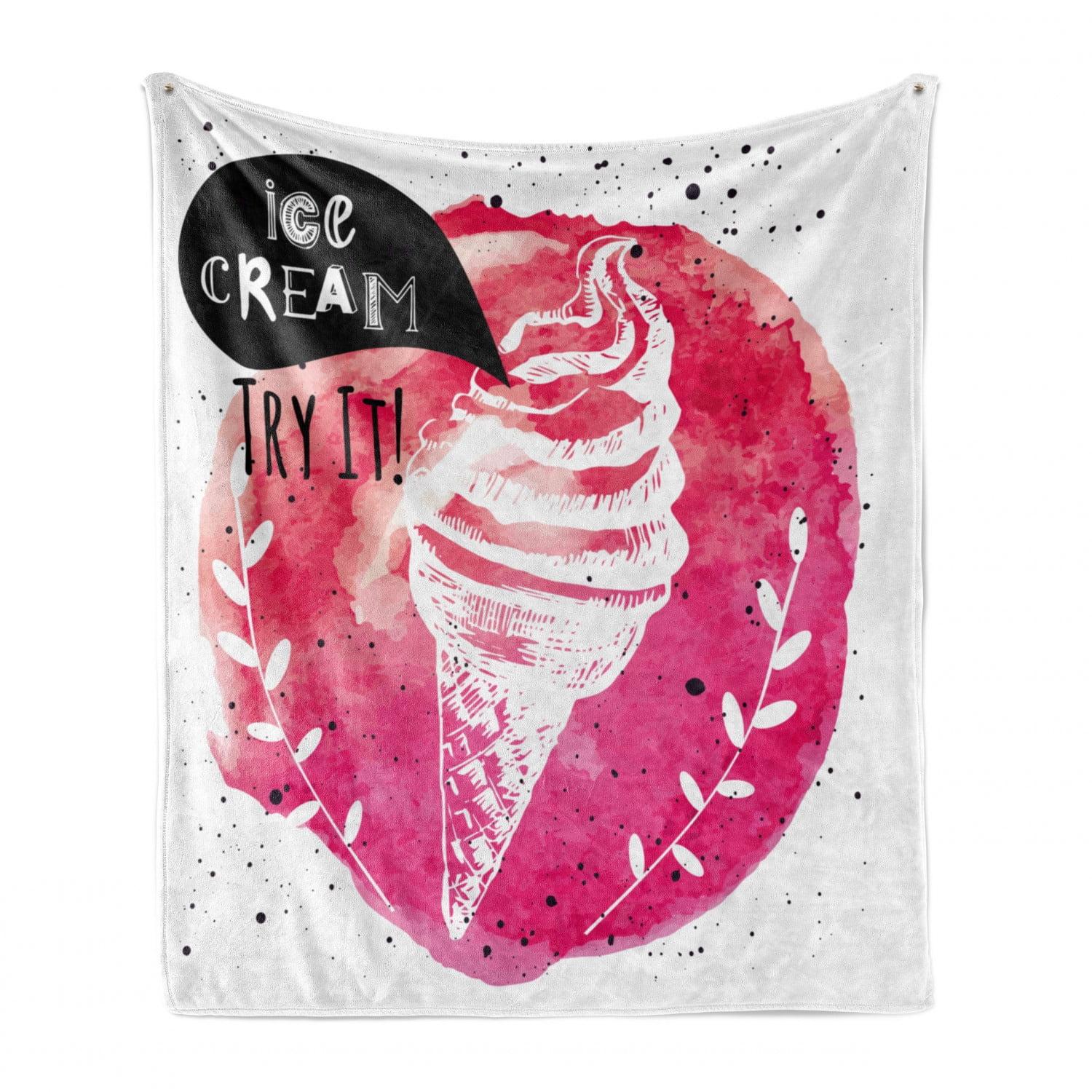 Ice Cream Pink and White Fleece Throw Blanket, 60" x 80"