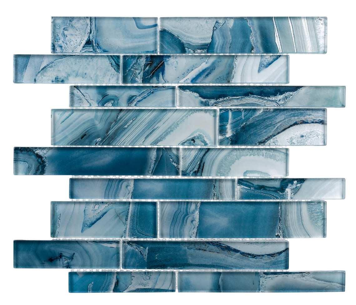 Myst Lake Blue Glass Brick Joint Mosaic Tile