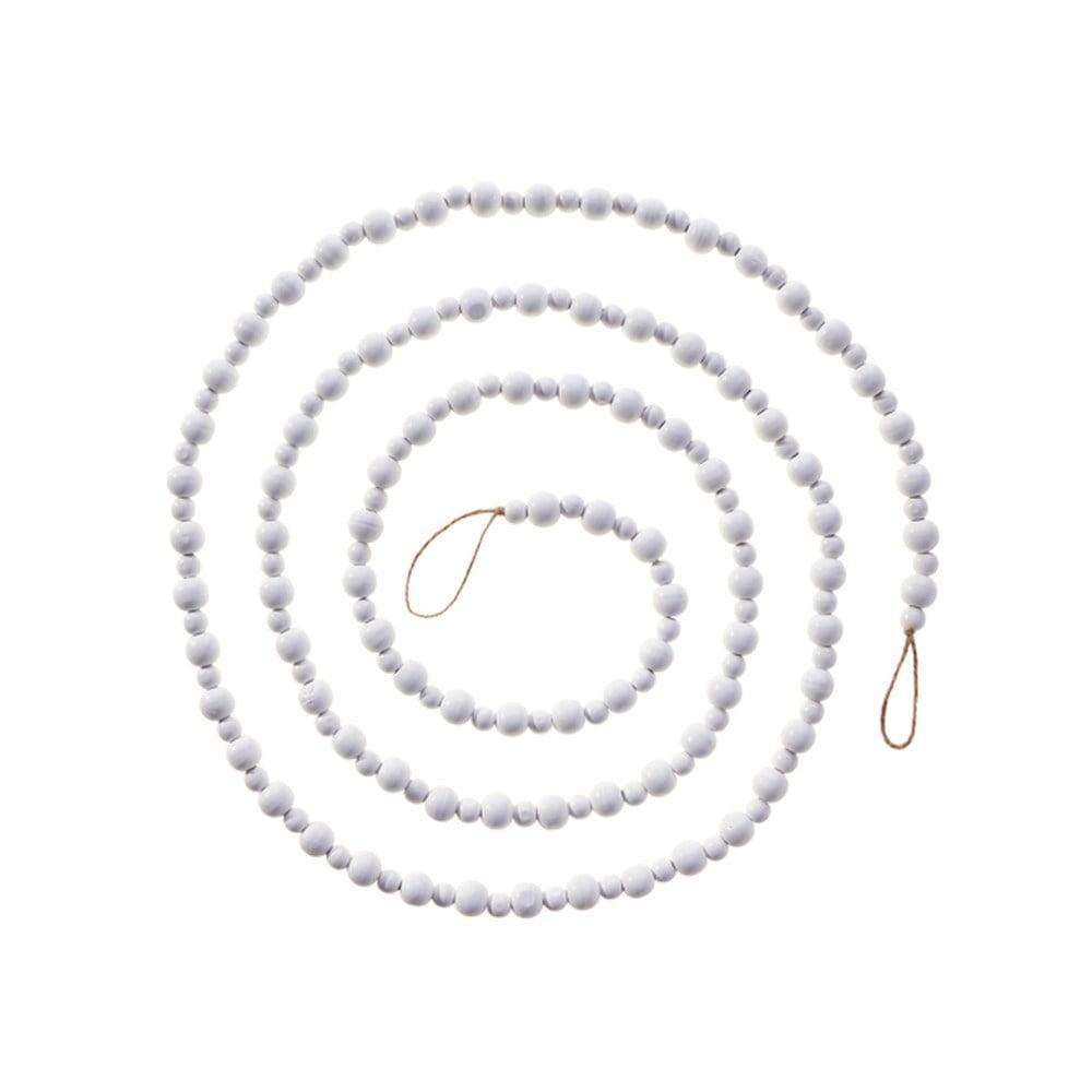 9.25-Foot White Wooden Beaded Christmas Garland