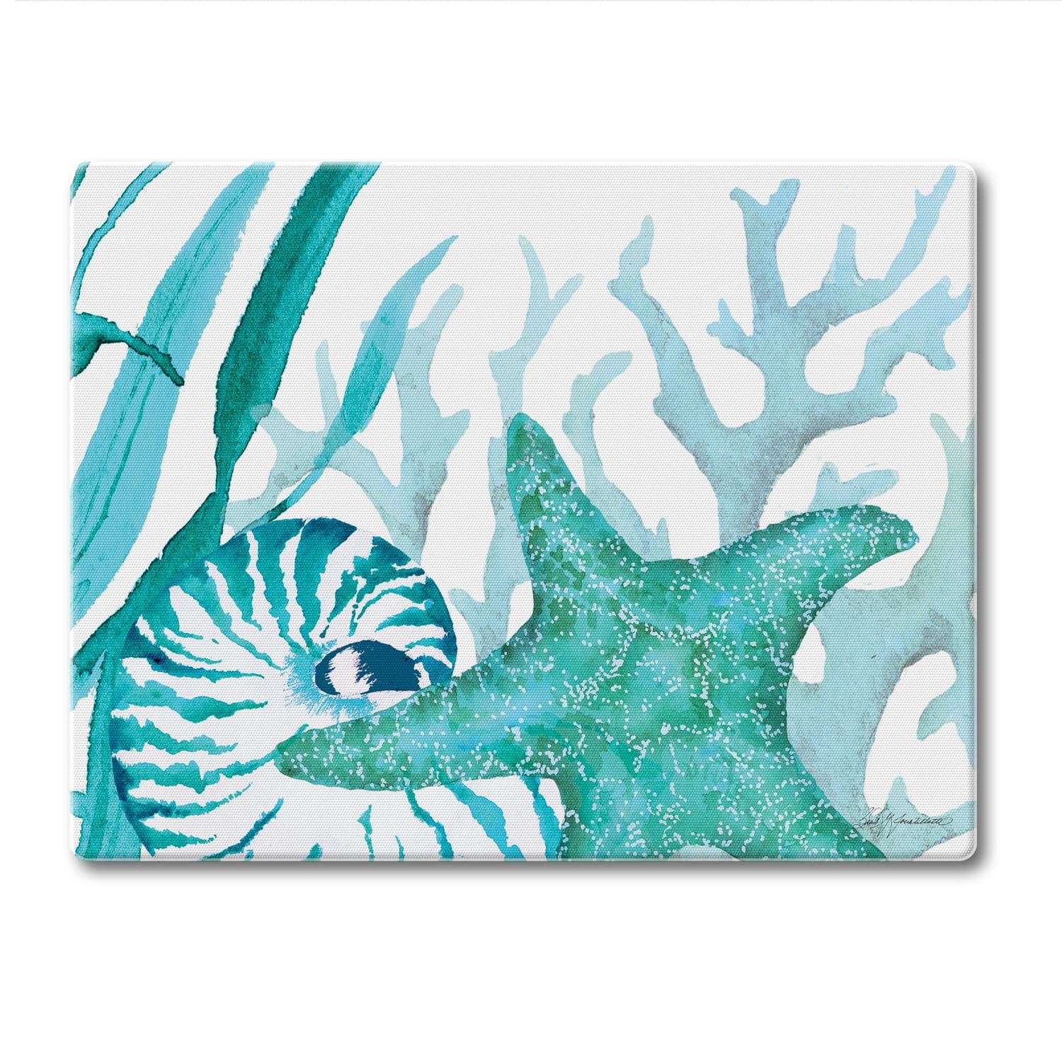 Coral Life Tempered Glass Rectangular Cutting Board